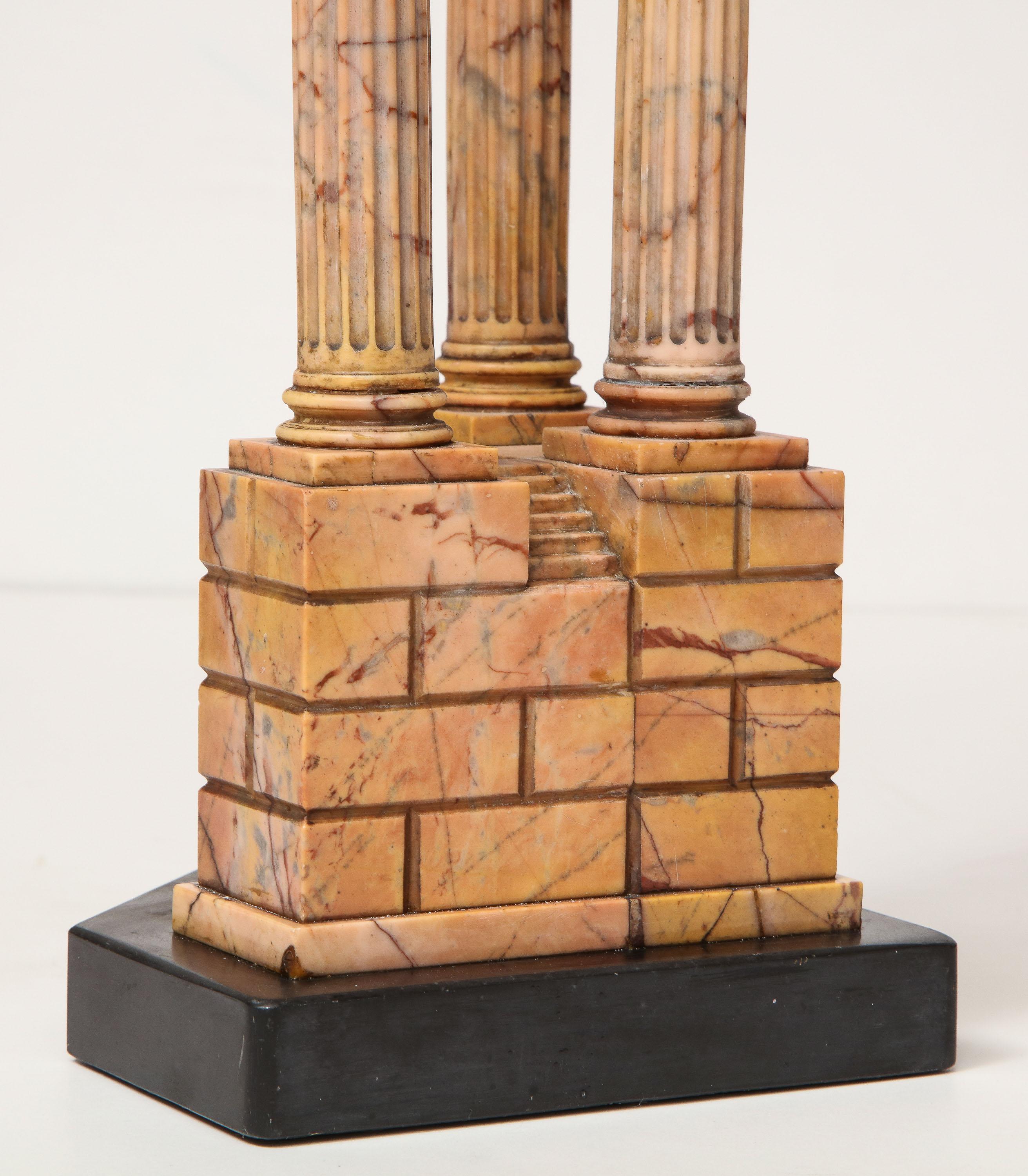 Tall Grand Tour Model of the Temple of Vespasian in Giallo Antico Marble For Sale 4