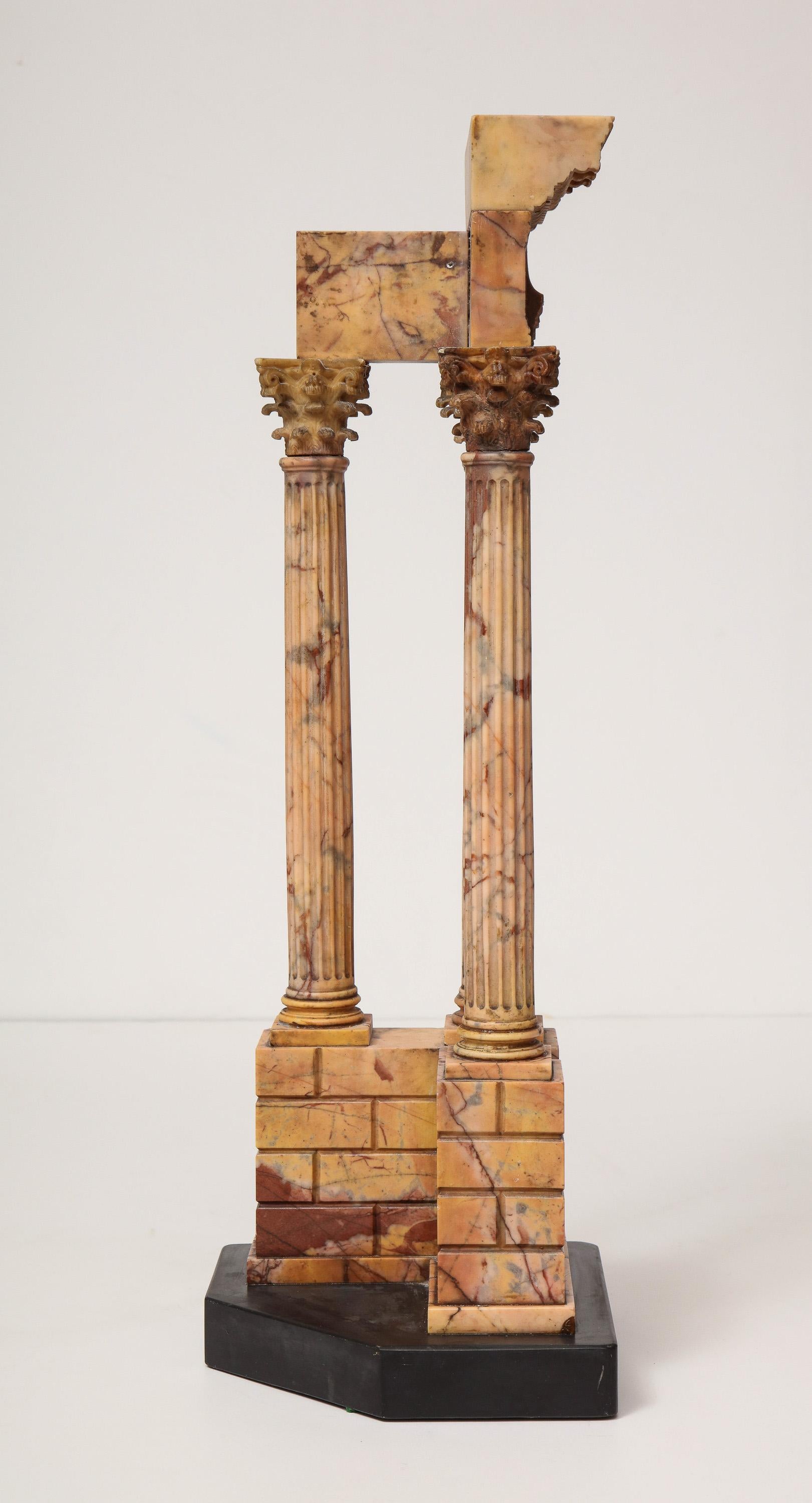 Tall Grand Tour Model of the Temple of Vespasian in Giallo Antico Marble For Sale 5