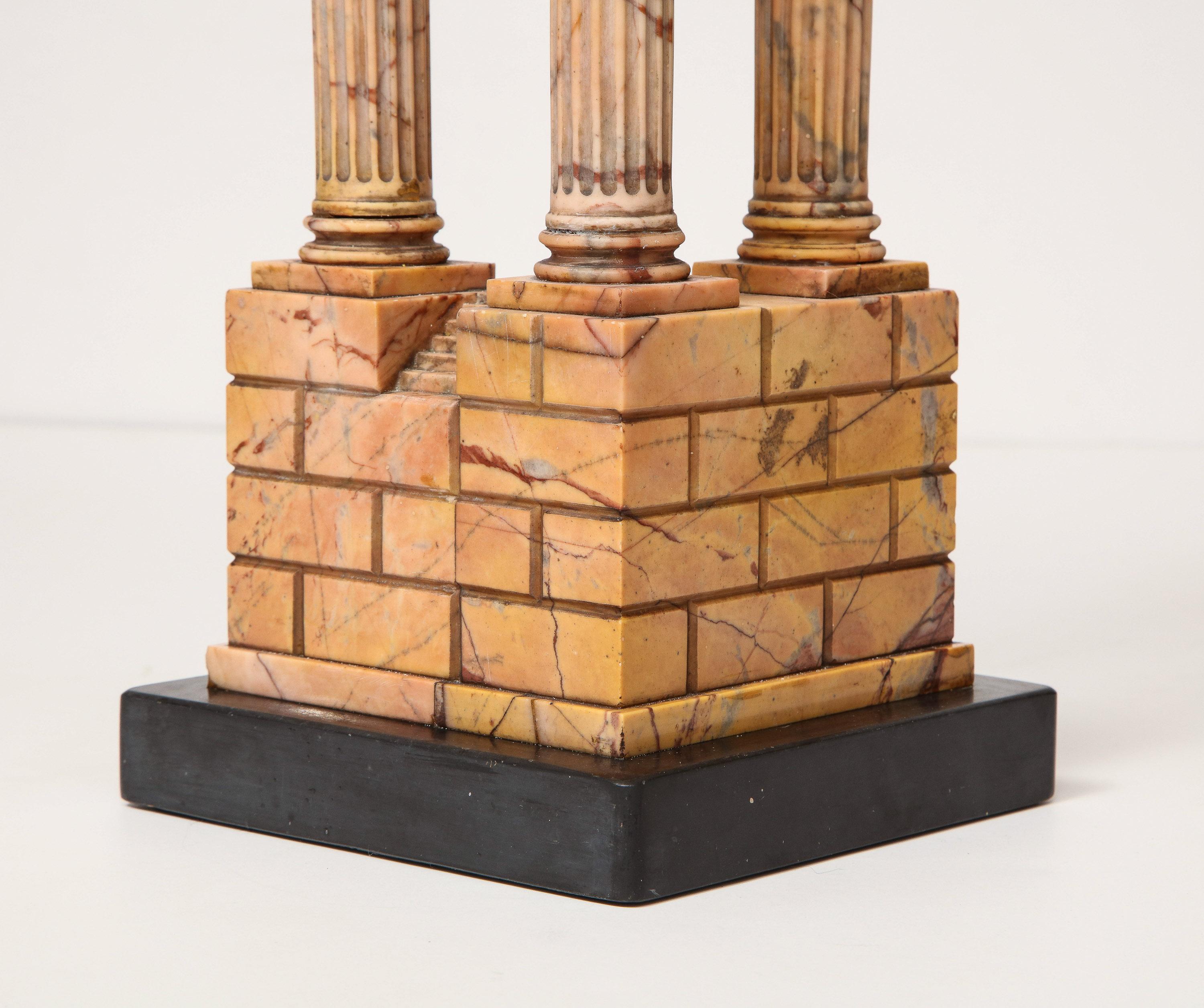 Neoclassical Tall Grand Tour Model of the Temple of Vespasian in Giallo Antico Marble For Sale