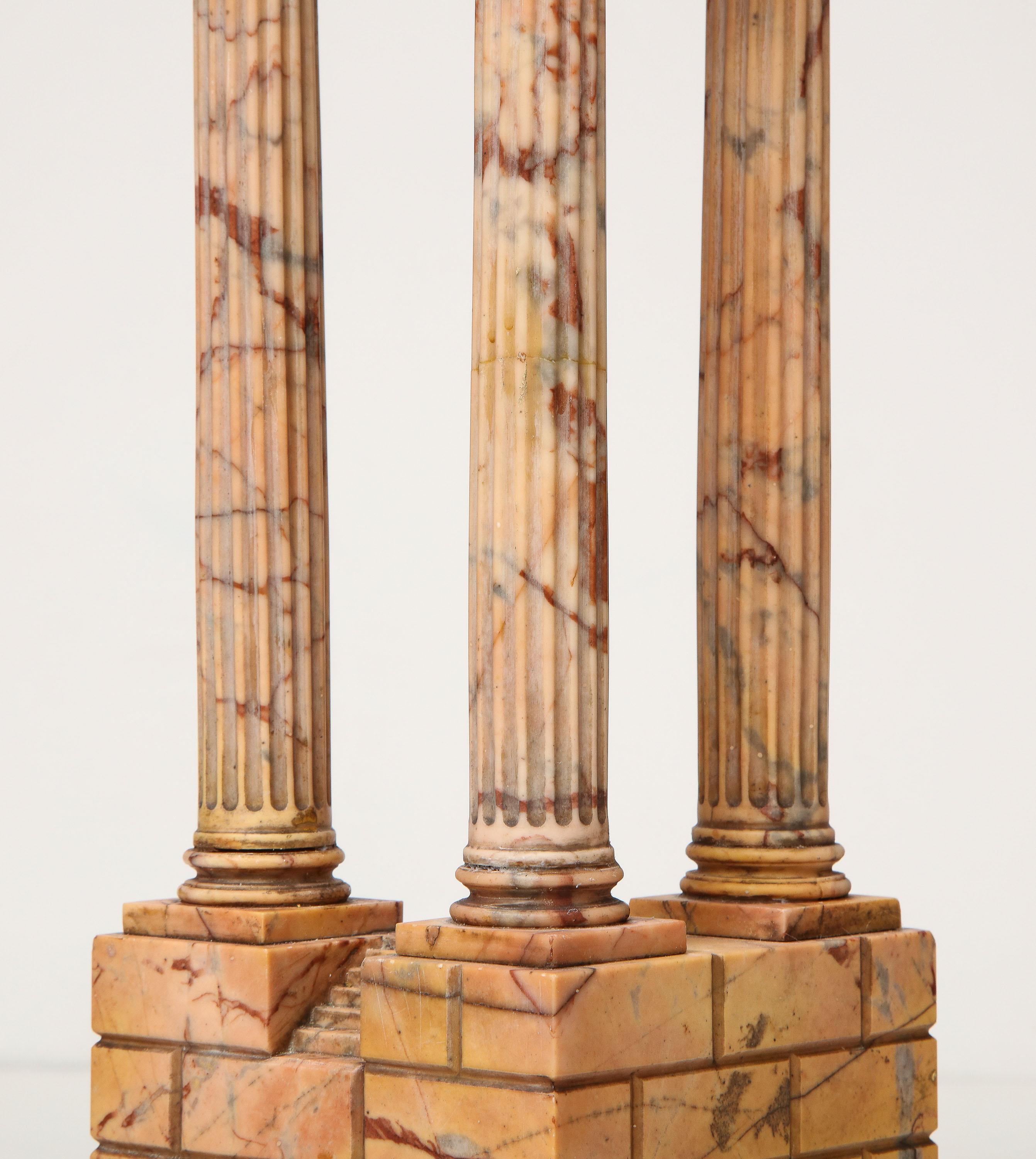 Italian Tall Grand Tour Model of the Temple of Vespasian in Giallo Antico Marble For Sale