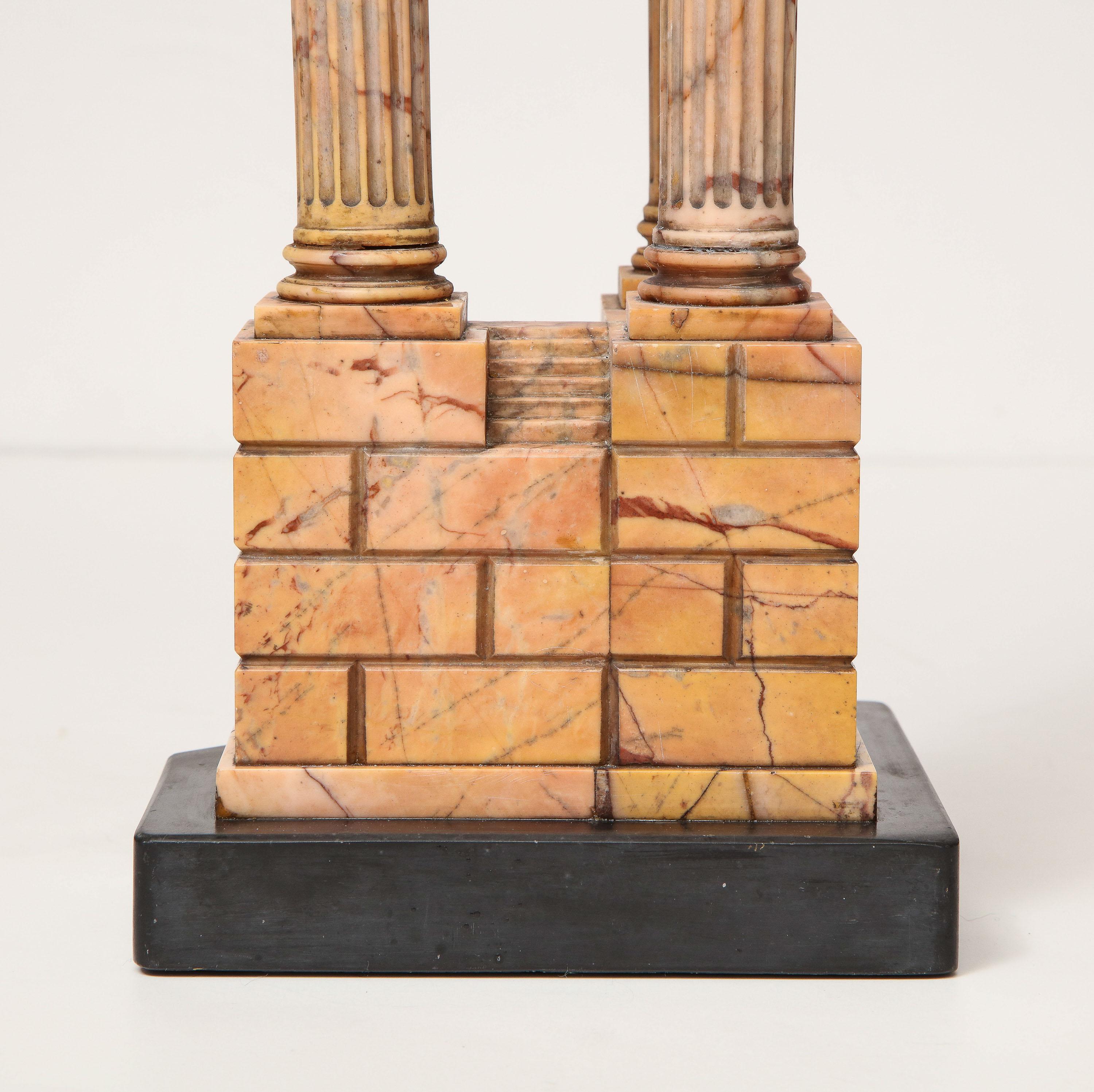 Tall Grand Tour Model of the Temple of Vespasian in Giallo Antico Marble For Sale 1