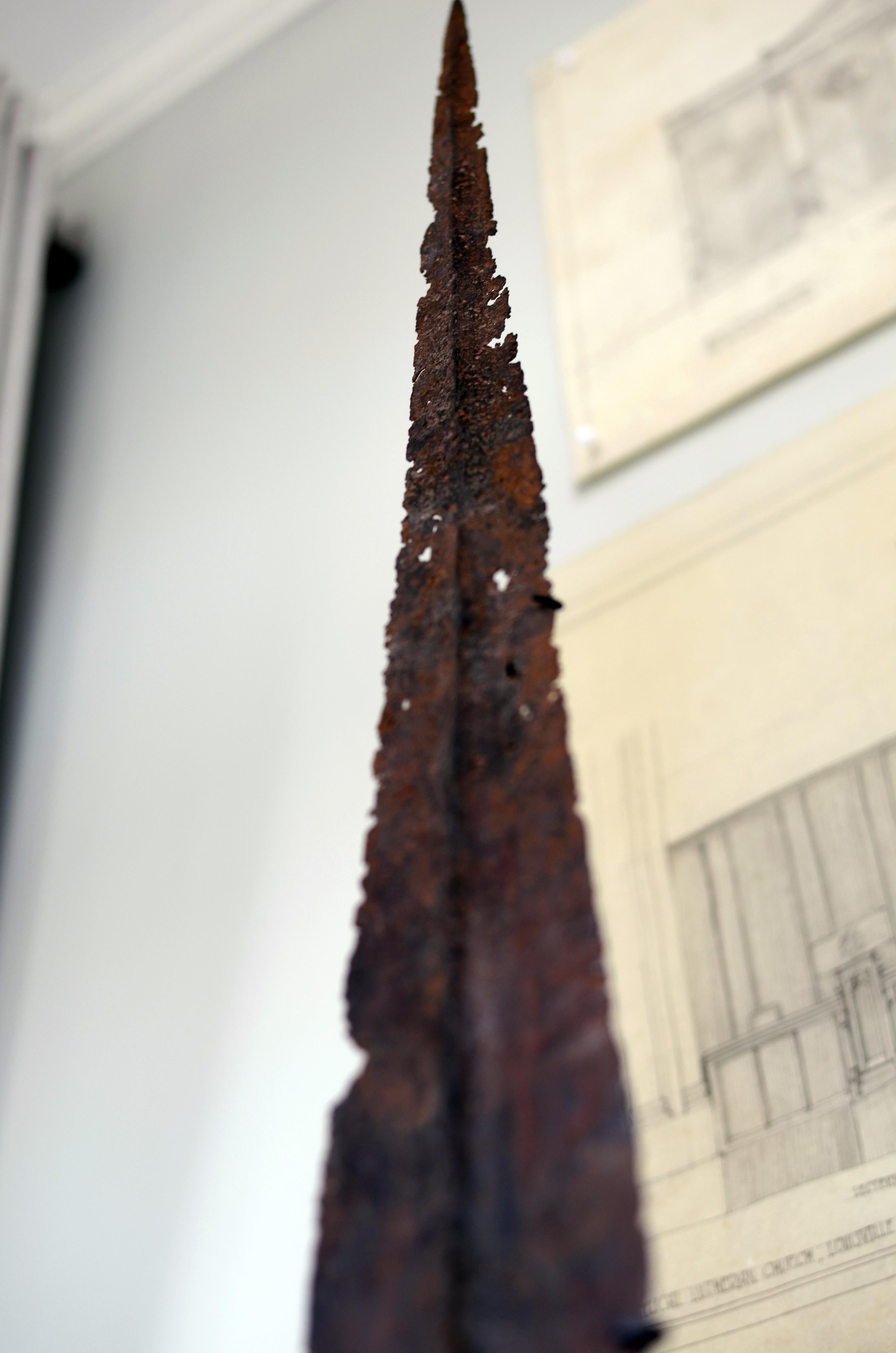 Primitive Tall Iron Age Spear Tip, Abstract Decorative Accent