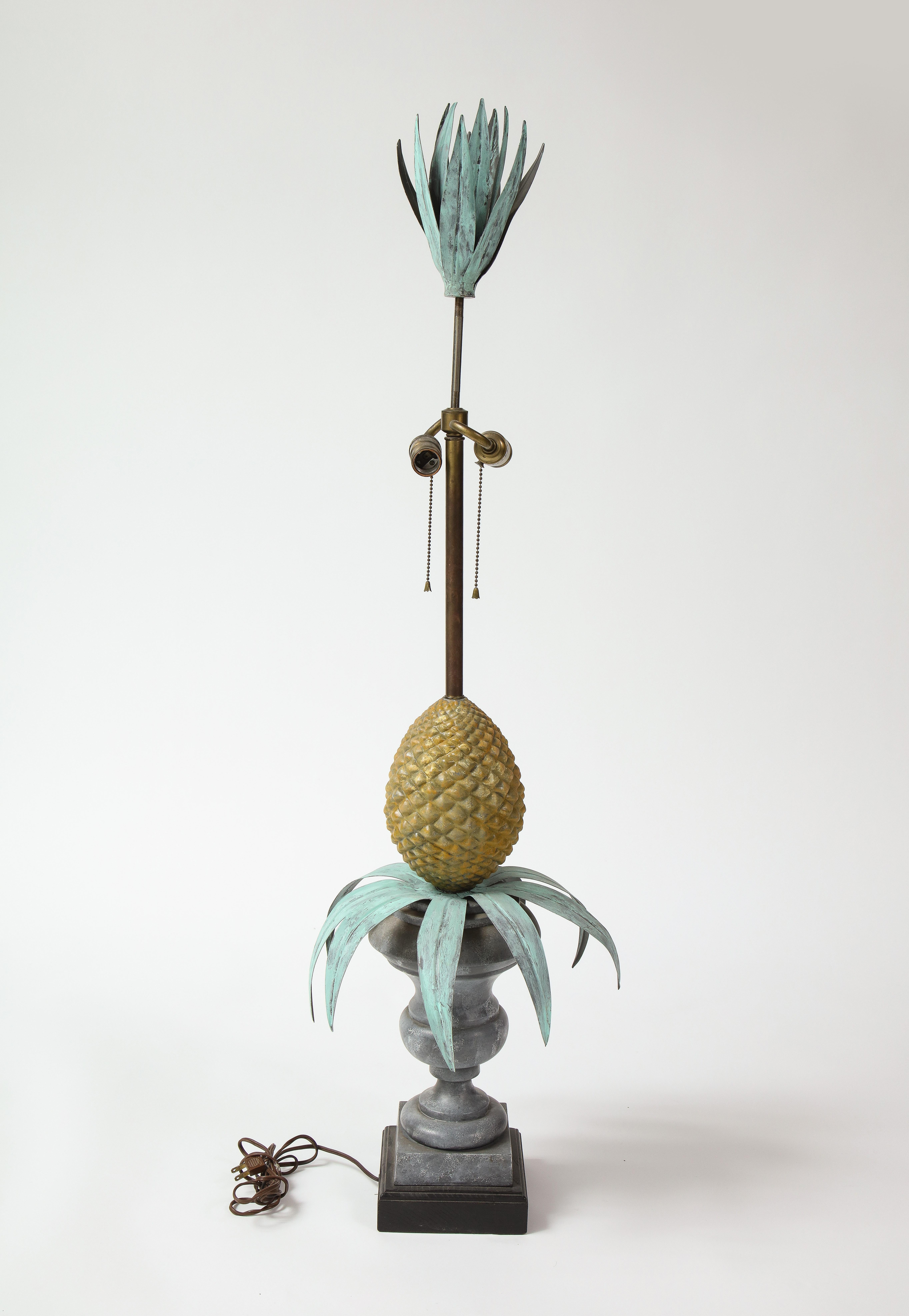 Brass Tall Italian Pineapple Tôle Lamp