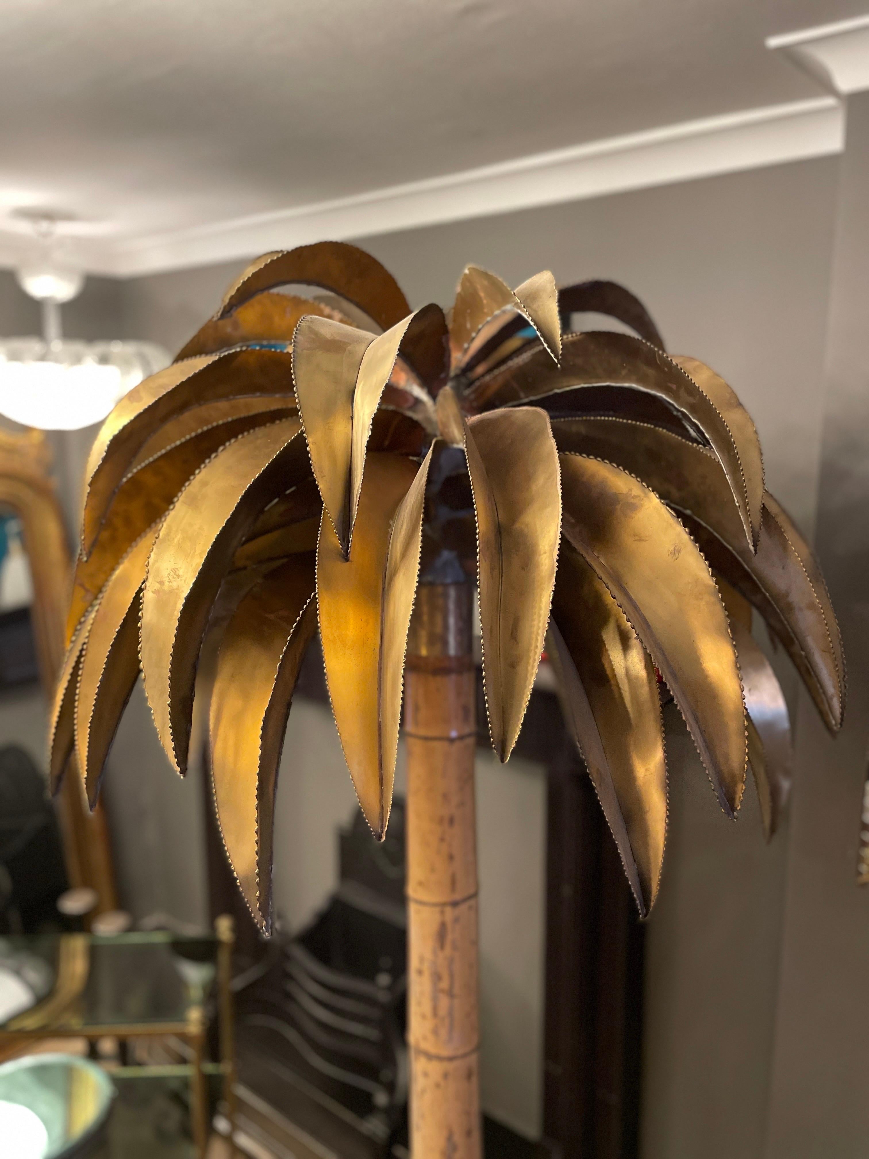 Modern Tall Maison Jansen Palm Tree Floor Lamp For Sale