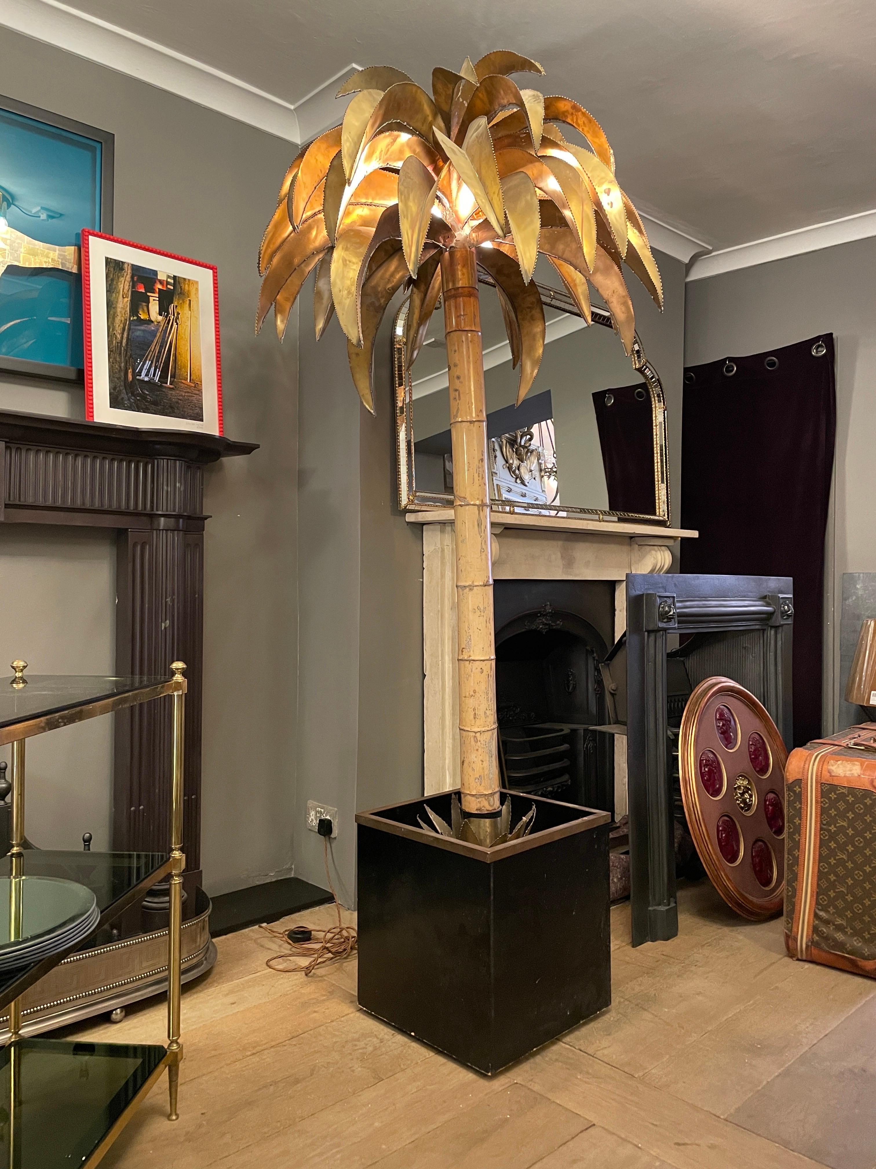Metà XX secolo Lampada da terra alta con albero di palma di Maison Jansen in vendita