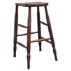 Tall Mid-19th Century Ash and Elm Stool