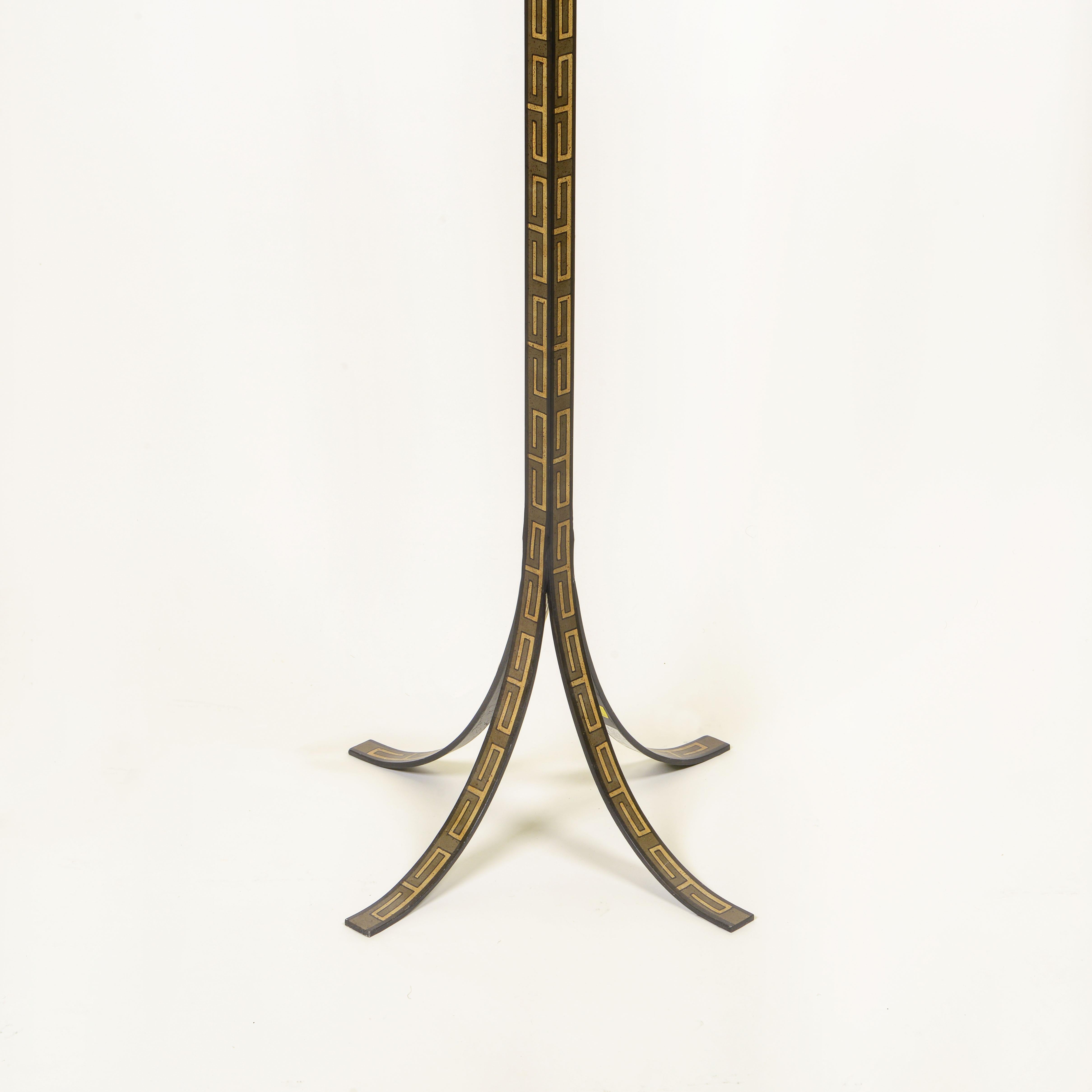 A Tall Neoclassical Metal Floor Lamp In Excellent Condition In New York, NY