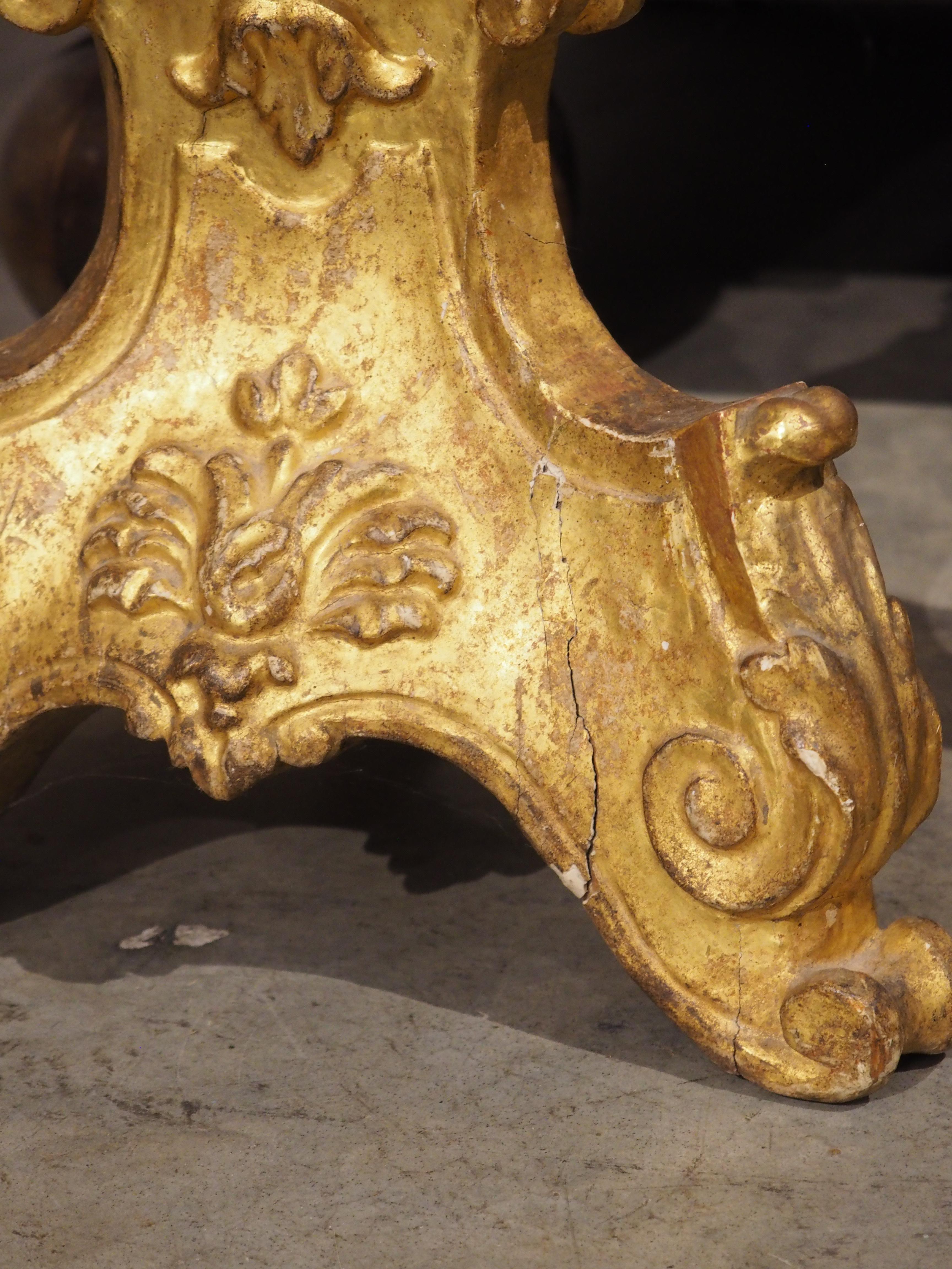 A Tall Pair of 18th Century Giltwood Candlesticks from France For Sale 7