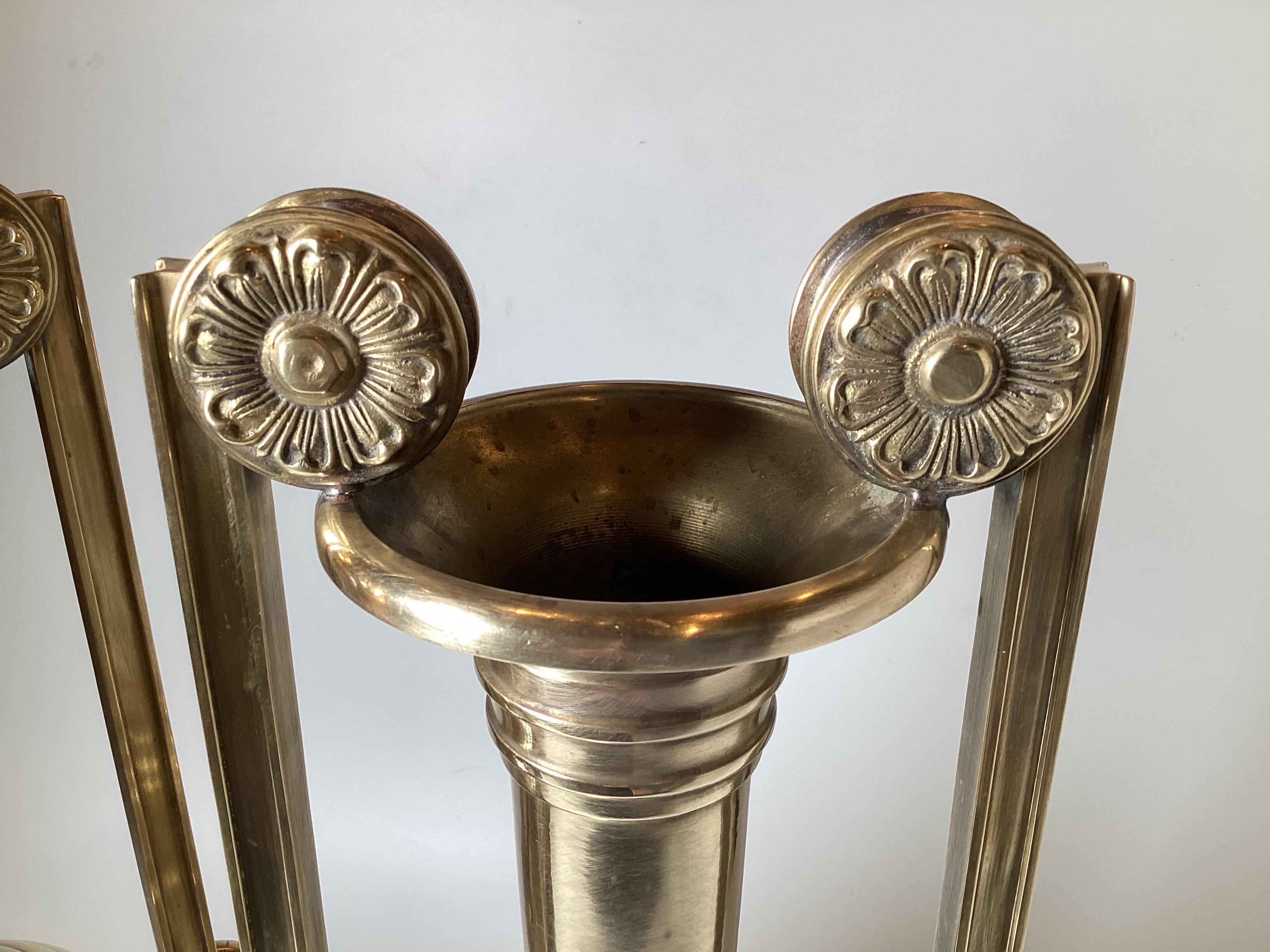 Tall Pair of Cast Polished Brass Neoclassical Urns For Sale 2