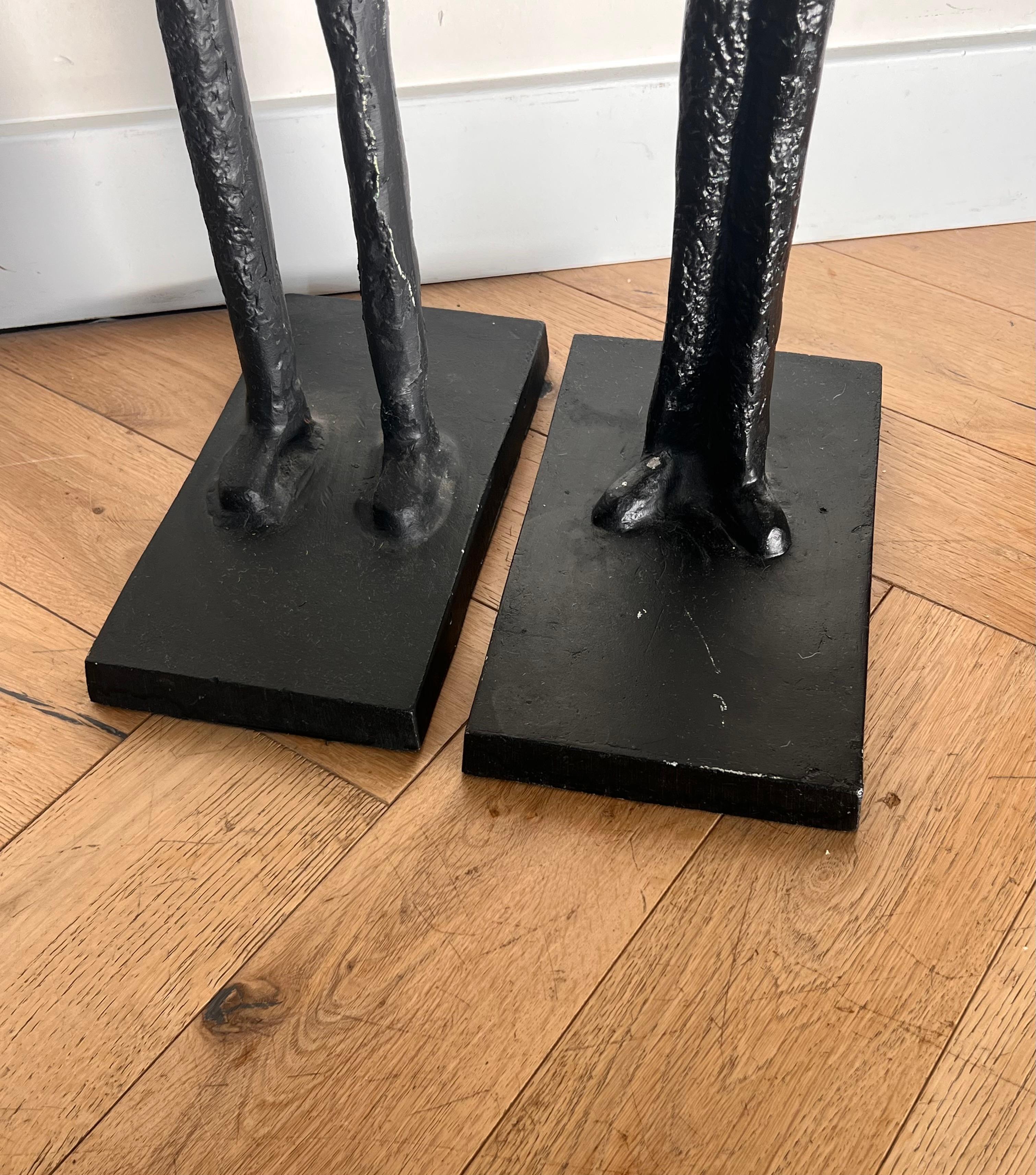 A tall pair of Giacometti style figurative floor sculptures, 20th century  6