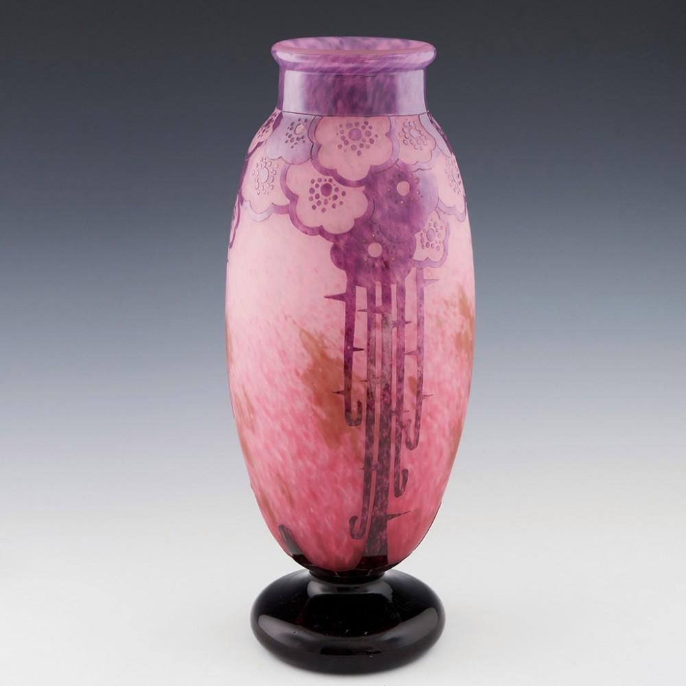 A Tall Schneider Eglantines Art Deco Glass Vase 1927-28 1