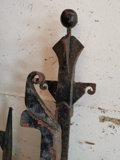 Tall Set of A&C Cast Iron Gates in the Glasgow Style with Split Heart Details