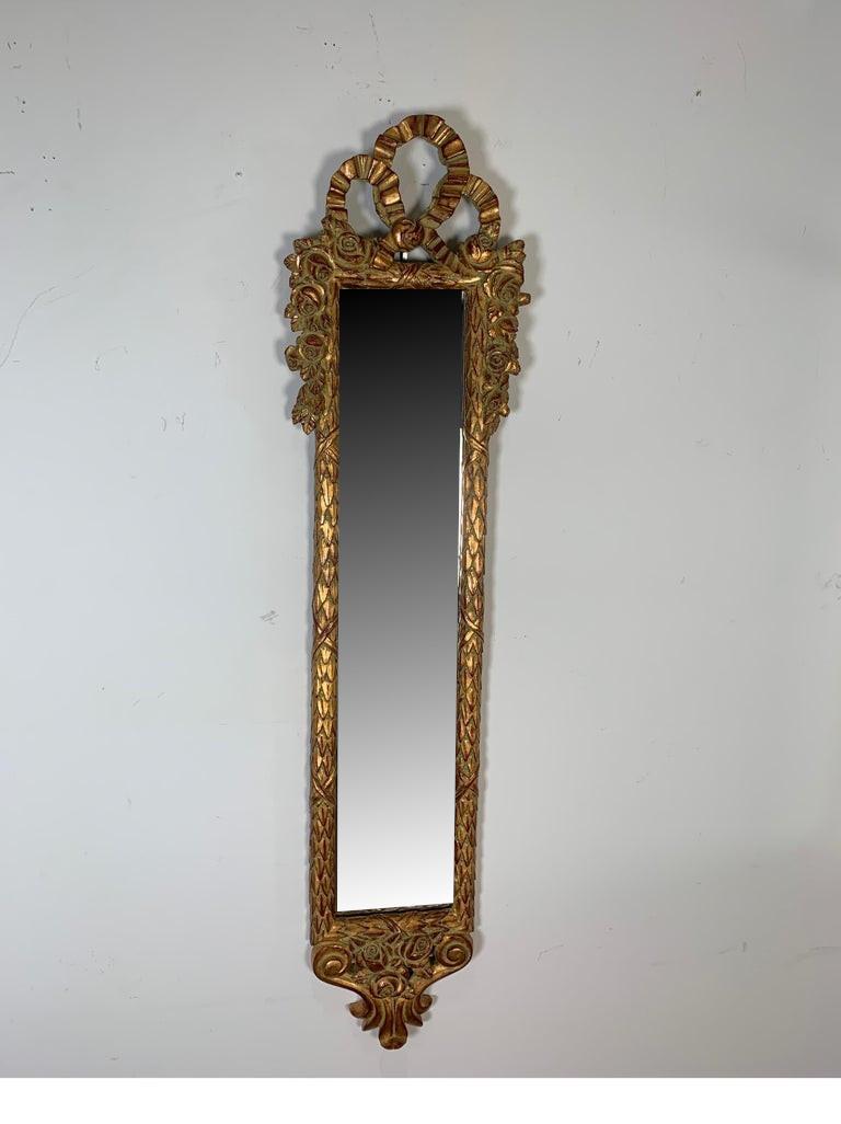 Tall Slim Wall Mirror in Giltwood Frame For Sale at 1stdibs