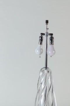 Tall Swirl Glass Table Lamp on Chrome Base