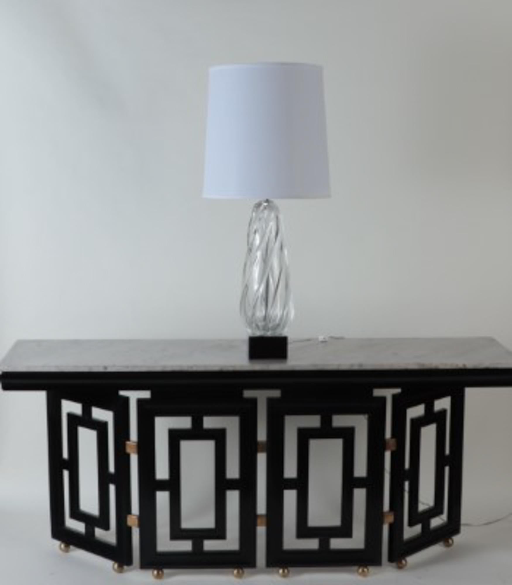 Tall Swirl Glass Table Lamp on Chrome Base For Sale 1