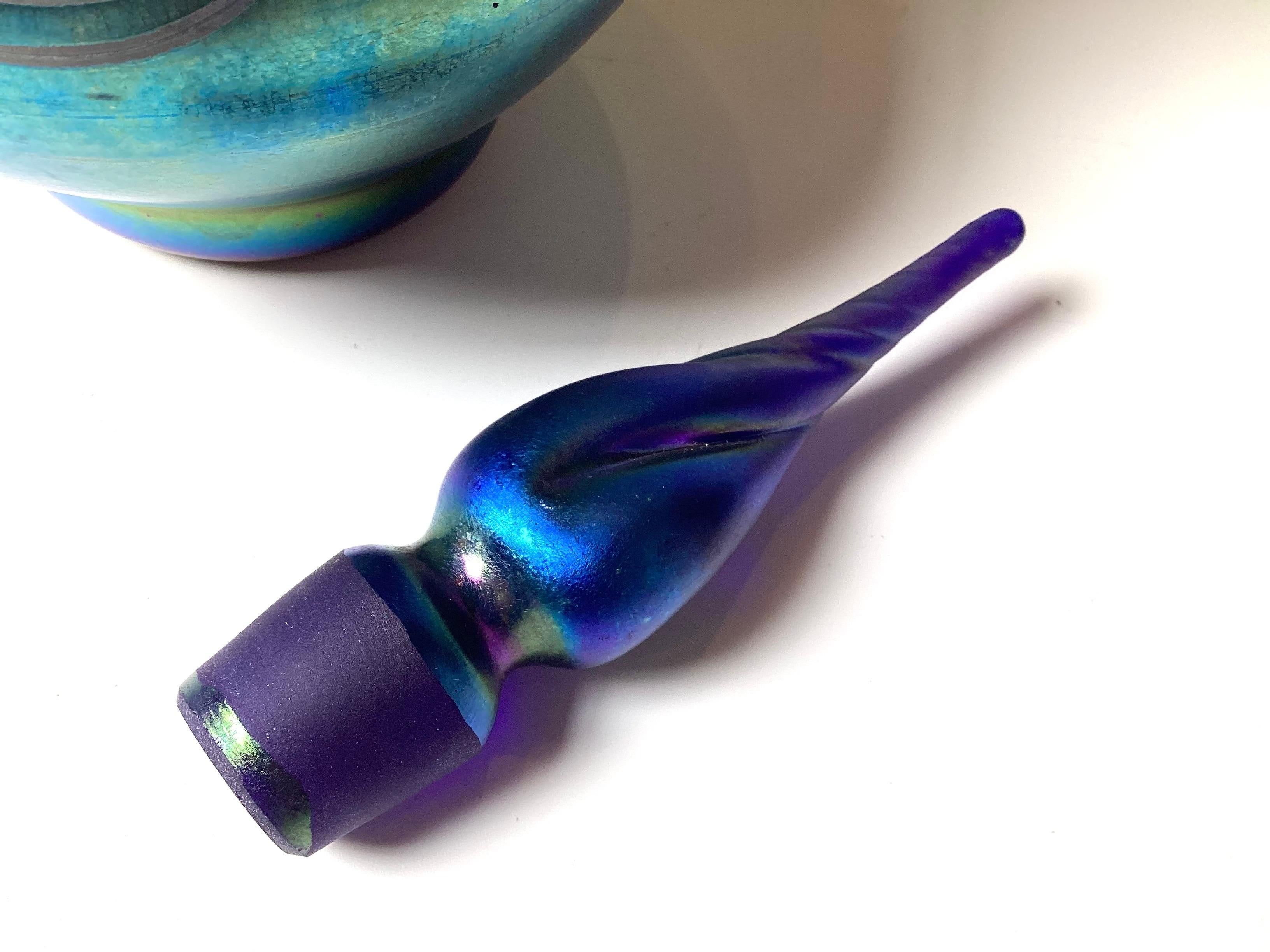 Art Glass A Tall Vandermark Pull Feather Decanter For Sale