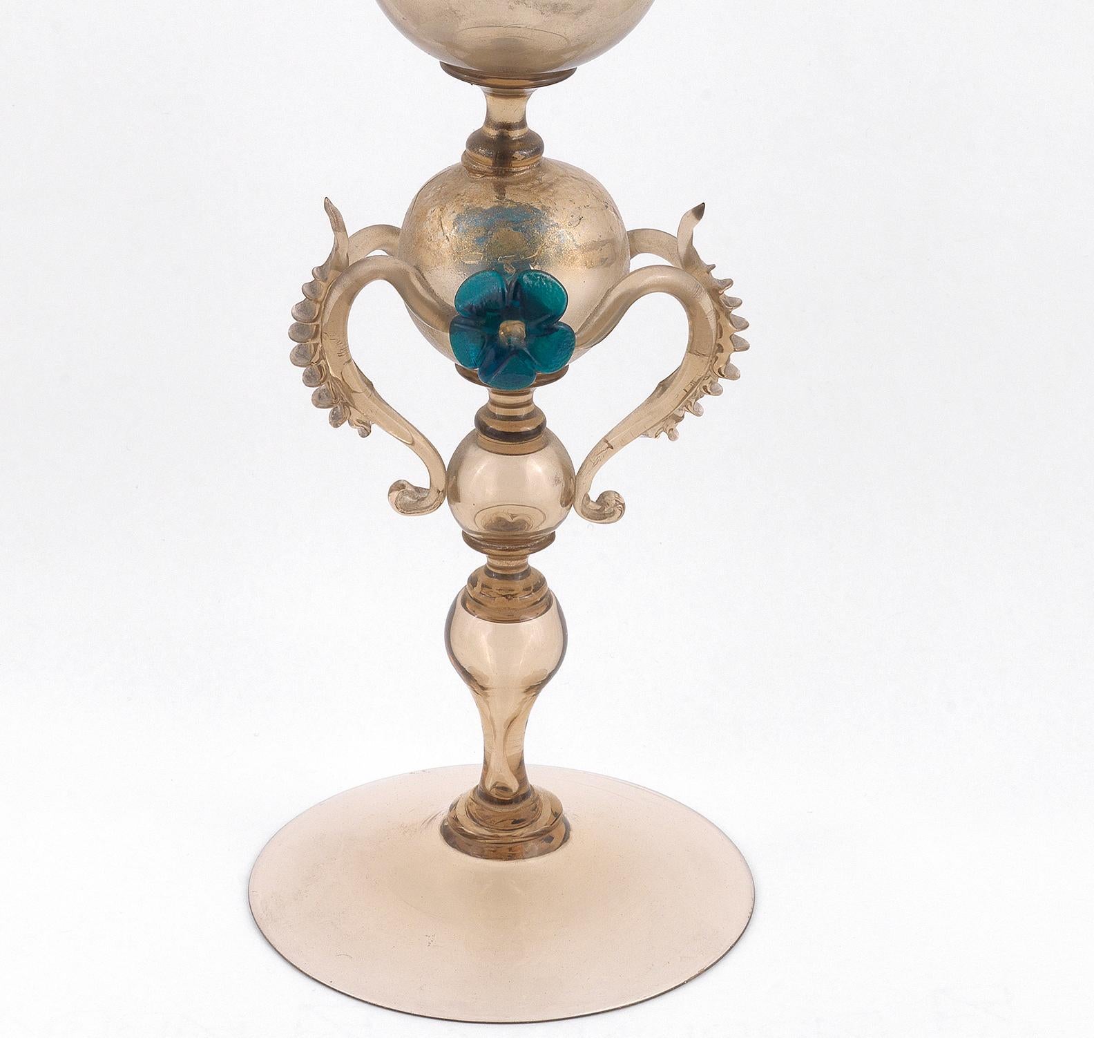 BERNARDO ANTICHITÀ PONTE VECCHIO FLORENCE

Tall Venetian goblet Salviati, circa 1890. Measures: 34cm high (small rim chip).
 