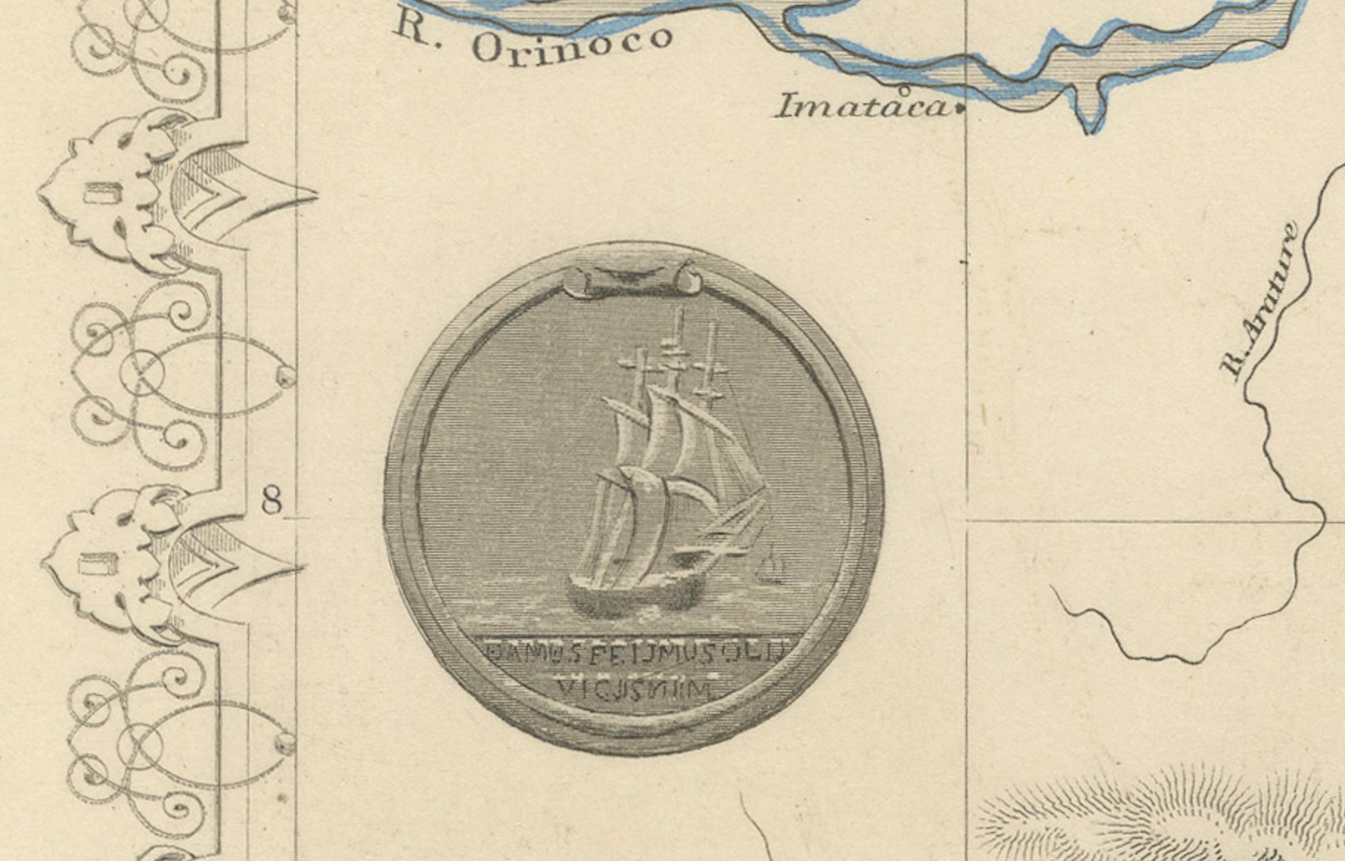 Diese Tallis-Karte von Britisch-Guayana (heute bekannt als Guyana) ist ein reich verziertes Dokument, ähnlich wie andere Karten des angesehenen kartografischen Verlags John Tallis & Company. Das Unternehmen, das vor allem in der viktorianischen Ära