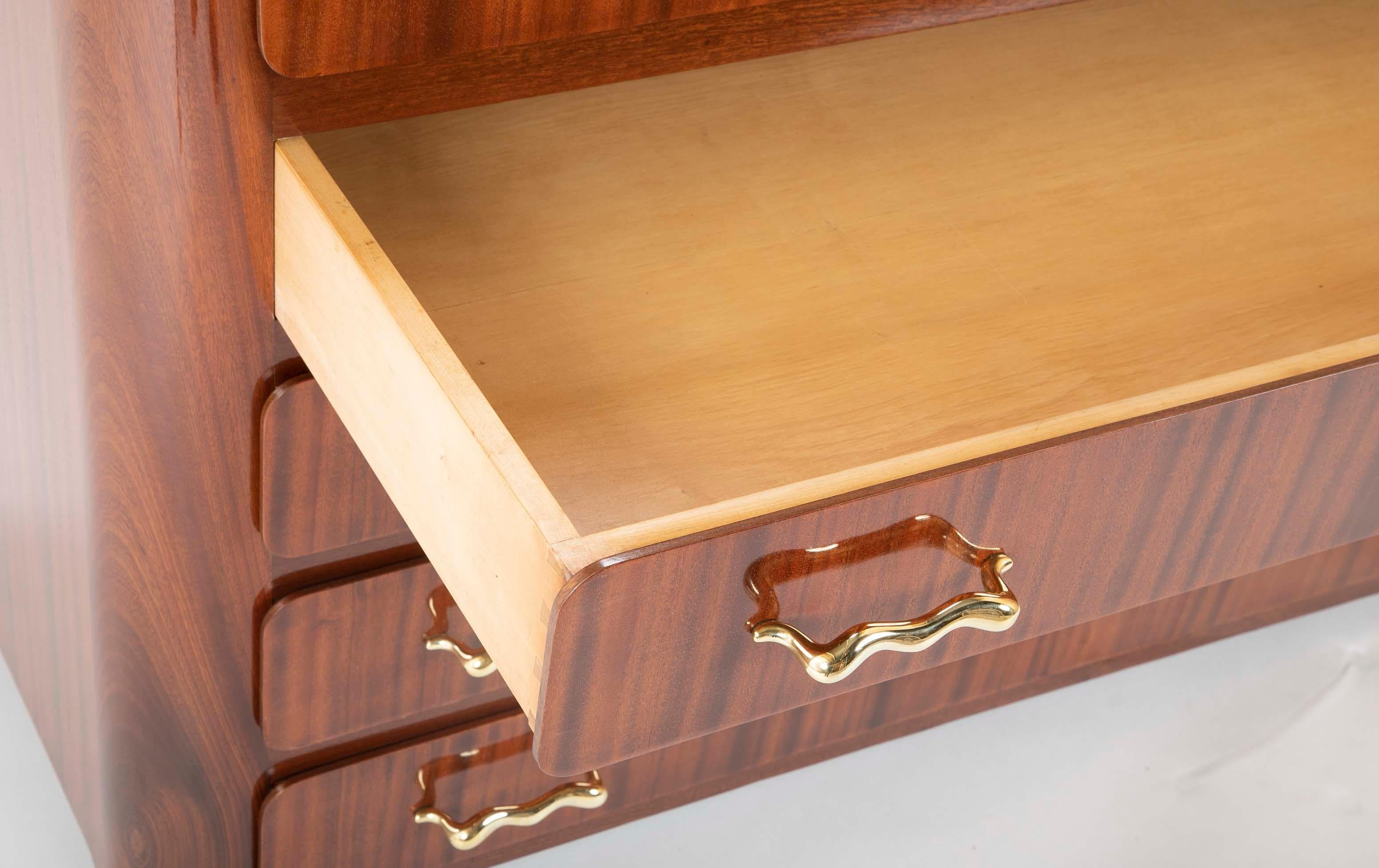 Tapered Sapele and Gilt Bronze Chest Designed by Guglielmo Ulrich 4