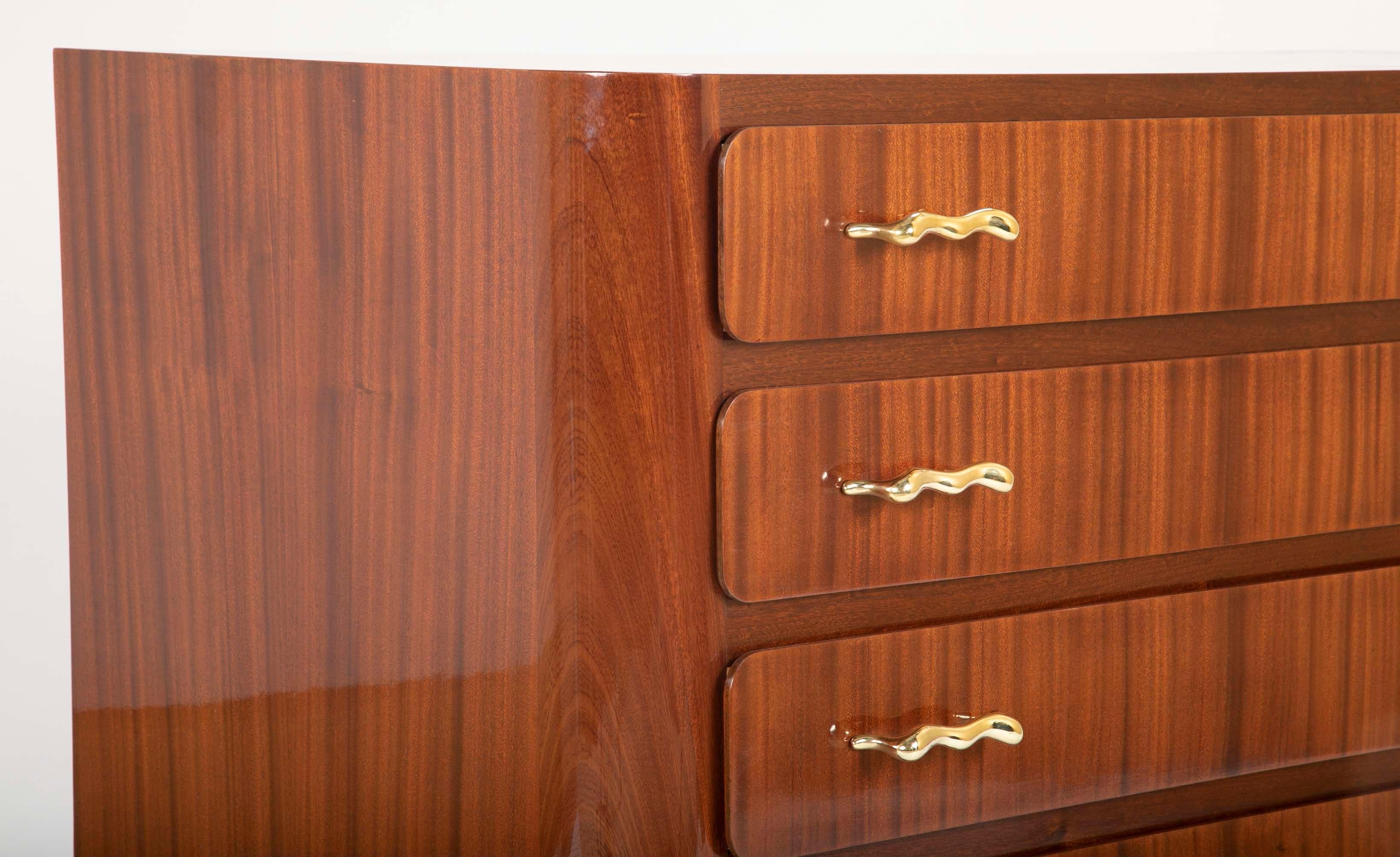 Tapered Sapele and Gilt Bronze Chest Designed by Guglielmo Ulrich 7