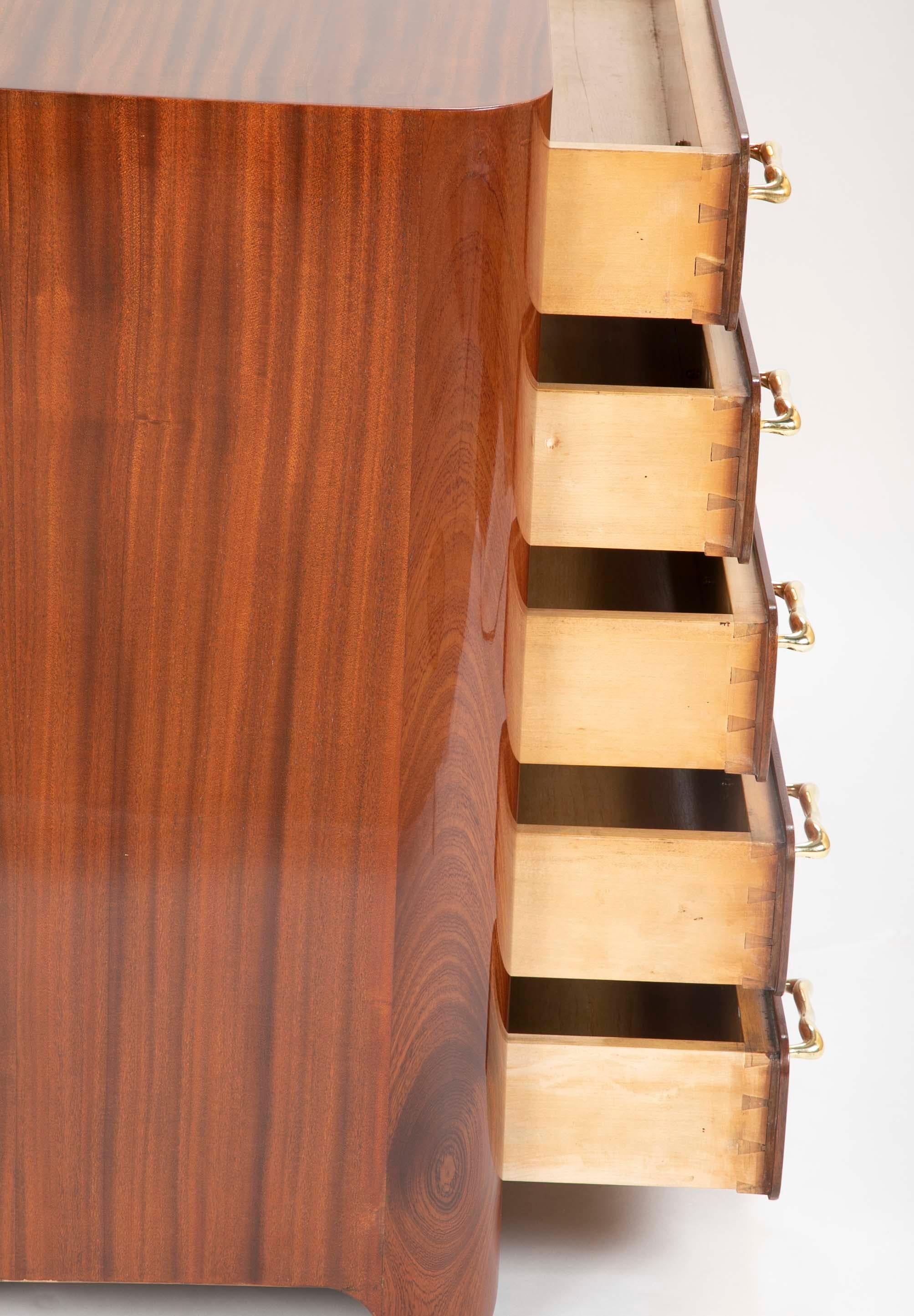 Tapered Sapele and Gilt Bronze Chest Designed by Guglielmo Ulrich 10