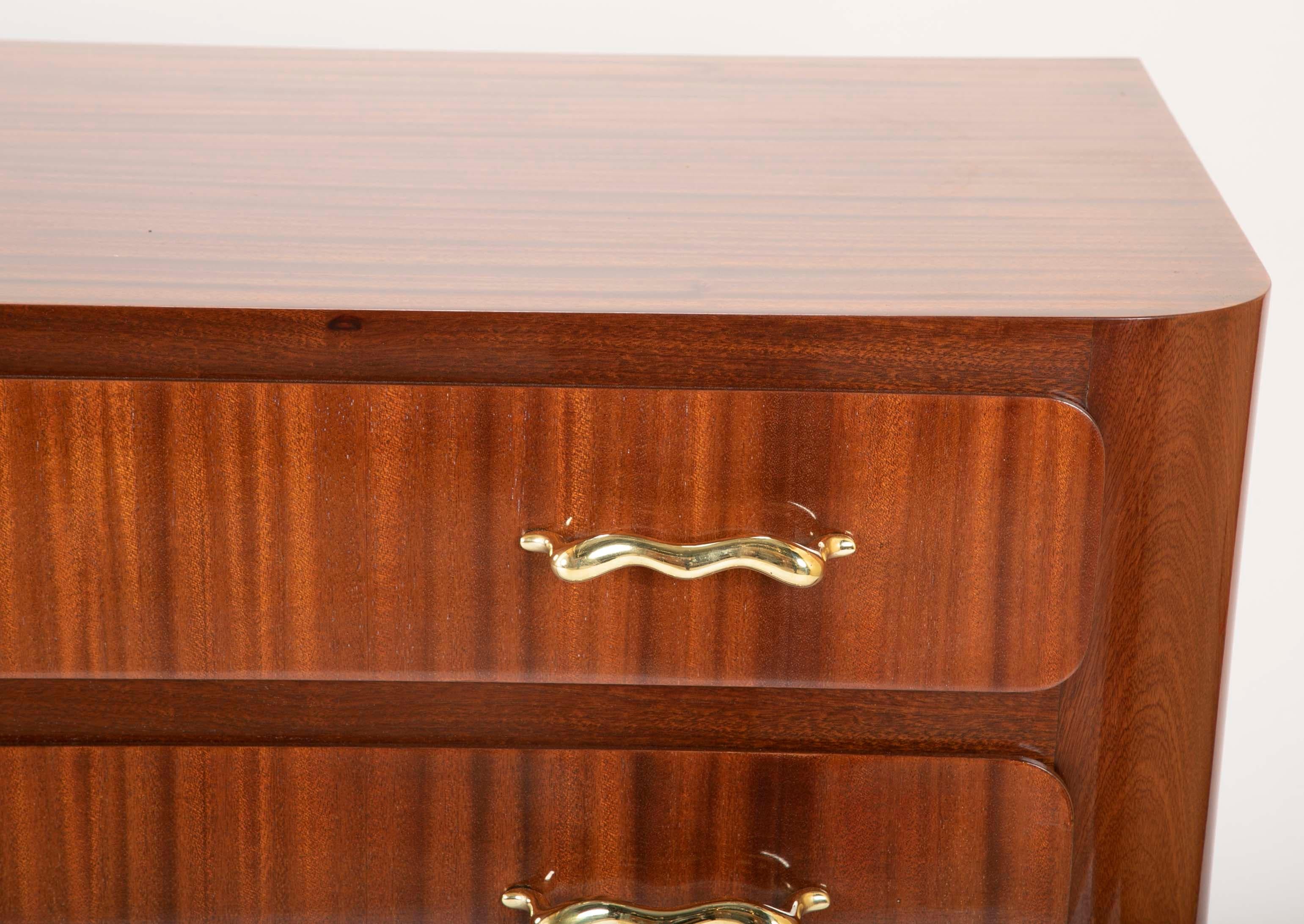 Mahogany Tapered Sapele and Gilt Bronze Chest Designed by Guglielmo Ulrich