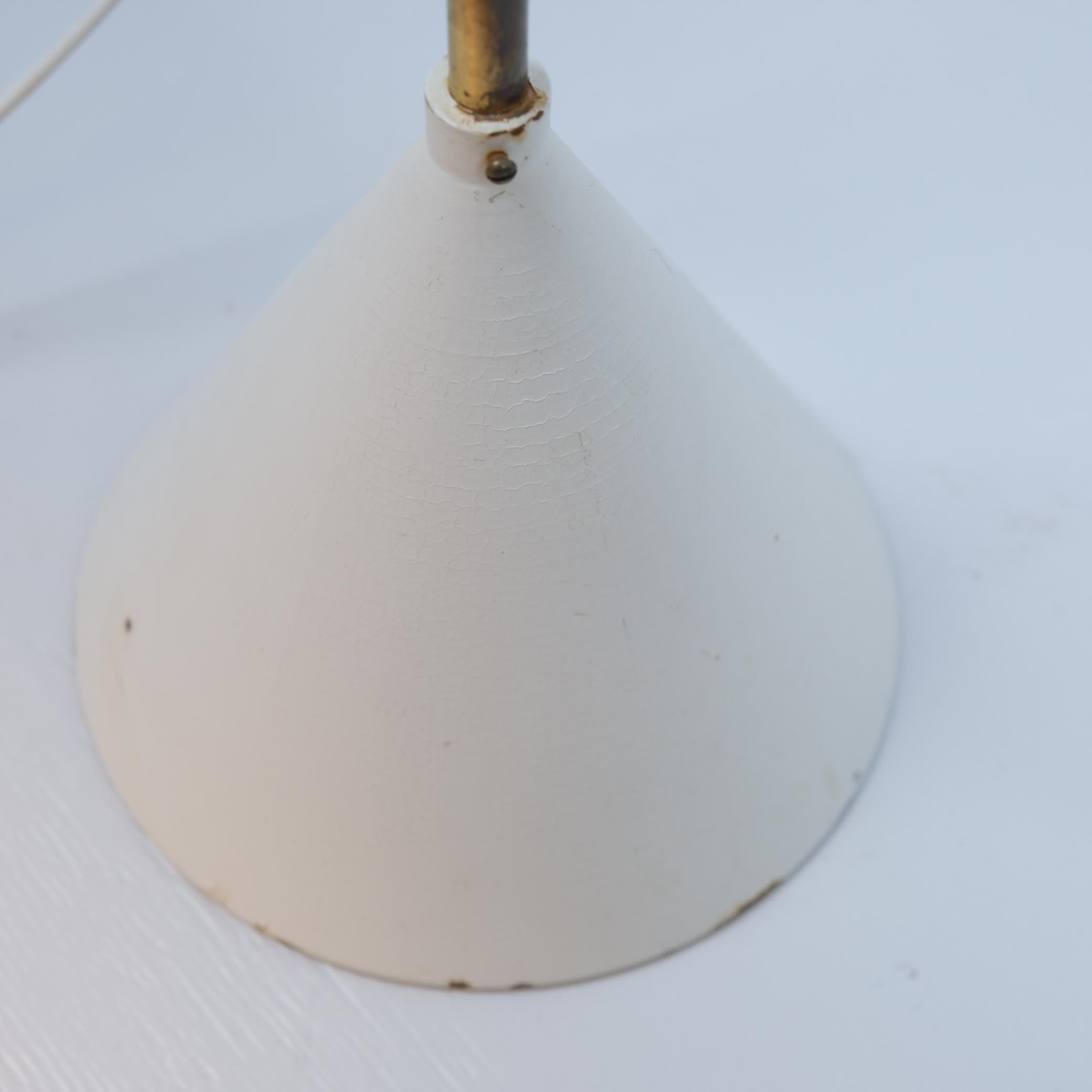 Una lampada da terra regolabile Tapio Wirkkala K10-11 in bianco e ottone, Idman 1950s in vendita 2