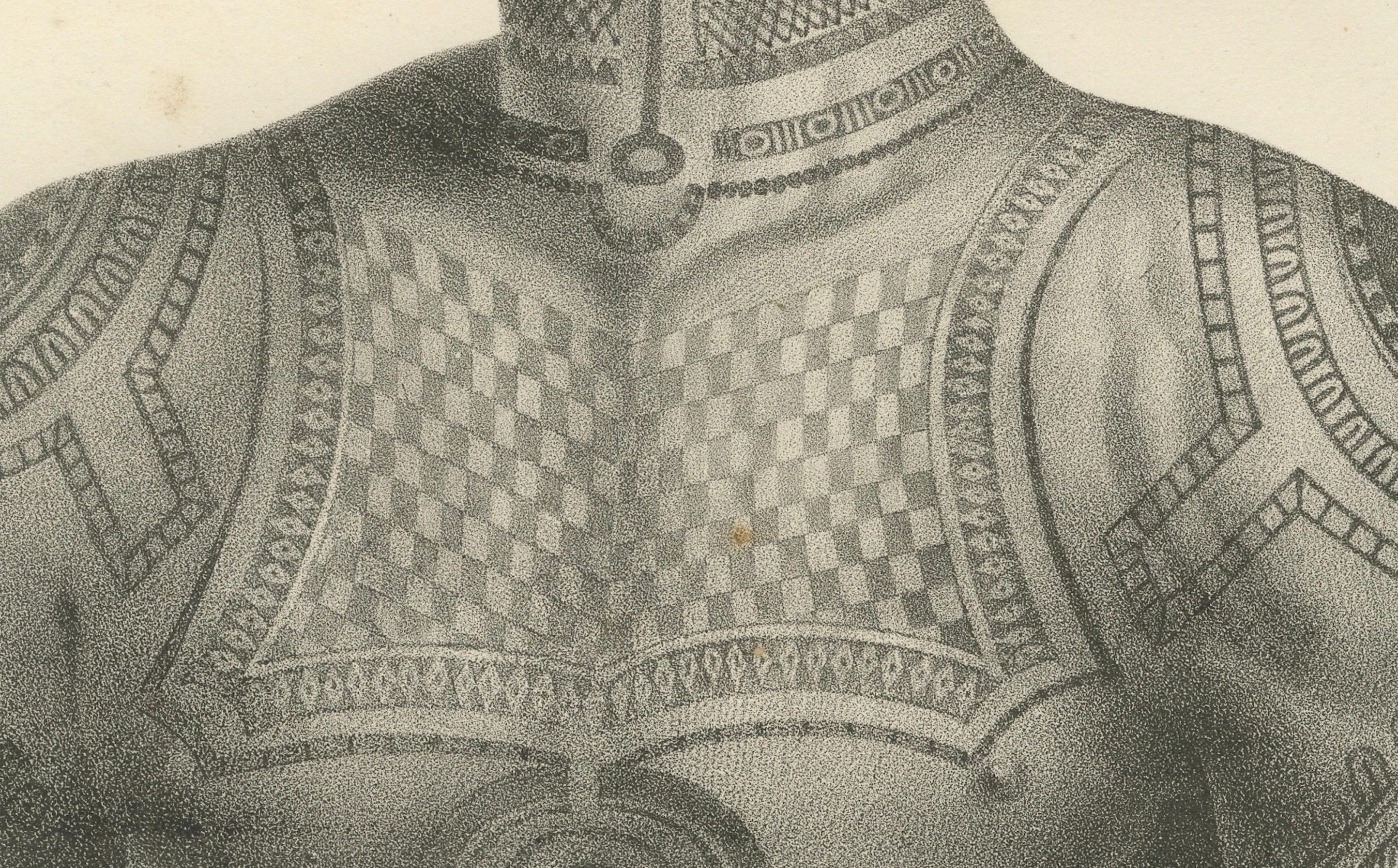 Un hombre tatuado de Nuku Hiva, Polinesia Francesa, por Karl Joseph Brodtmann, 1836 en Bueno estado para la venta en Langweer, NL