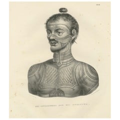 A Tattooed Man from Nuku Hiva, French Polynesia, by Karl Joseph Brodtmann, 1836