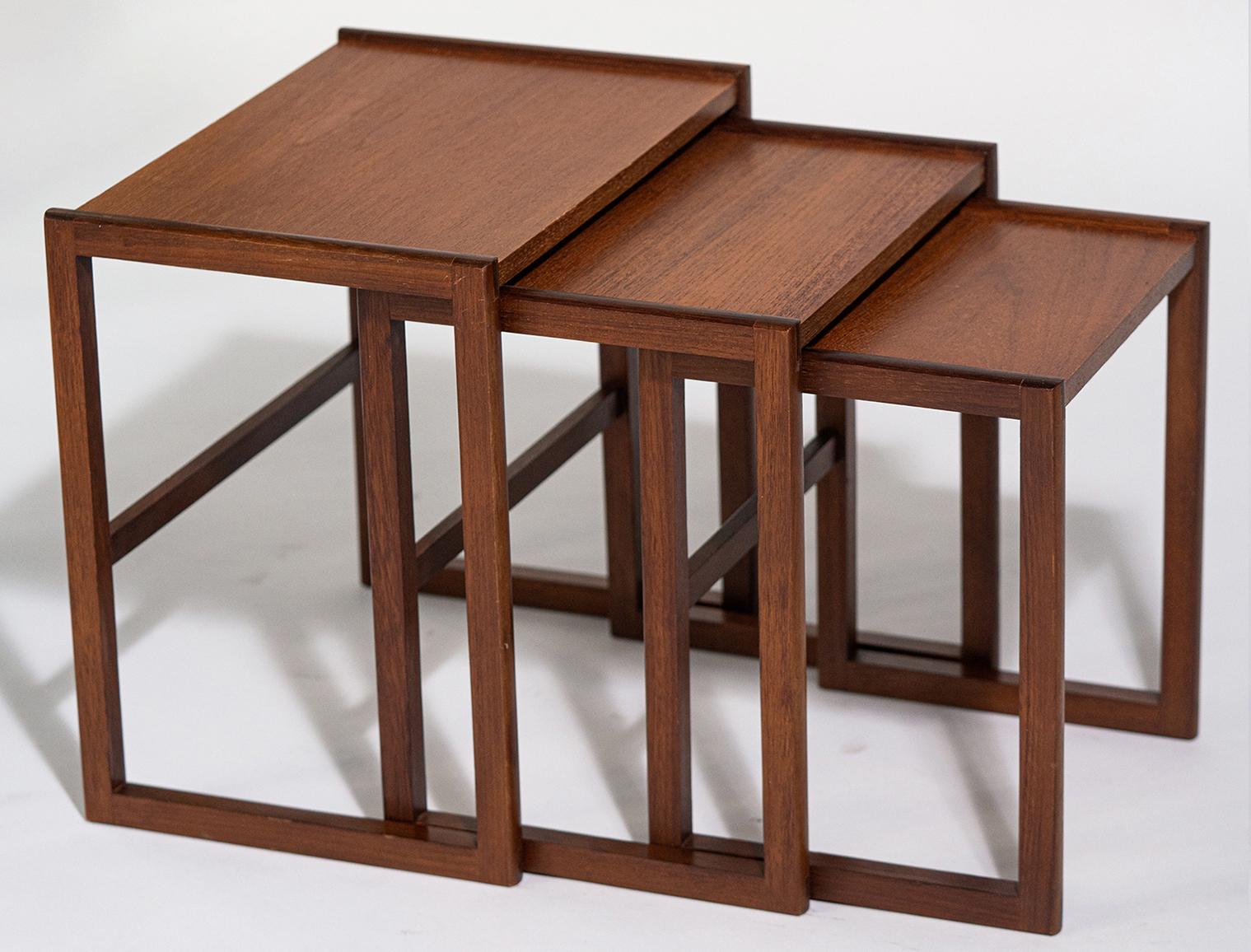 Swedish Teak and Mahogany Dream; Nest of Three Tables from 1960s, Sweden For Sale