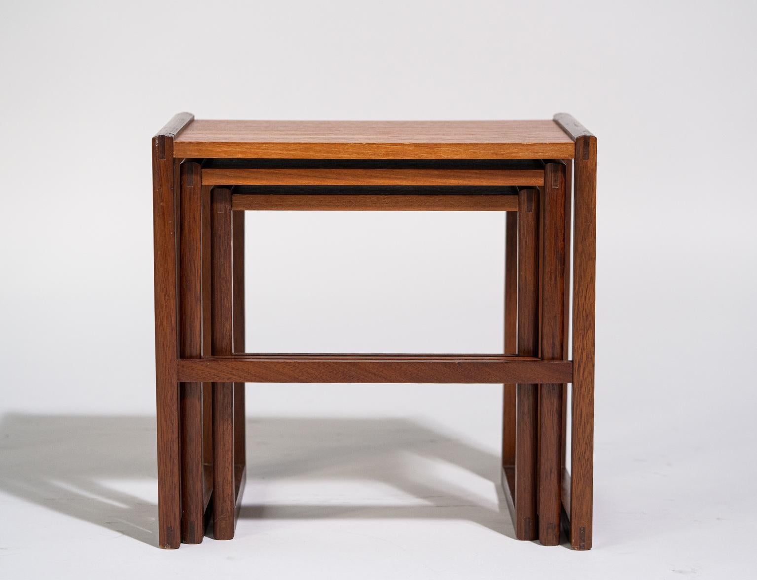 20th Century Teak and Mahogany Dream; Nest of Three Tables from 1960s, Sweden For Sale