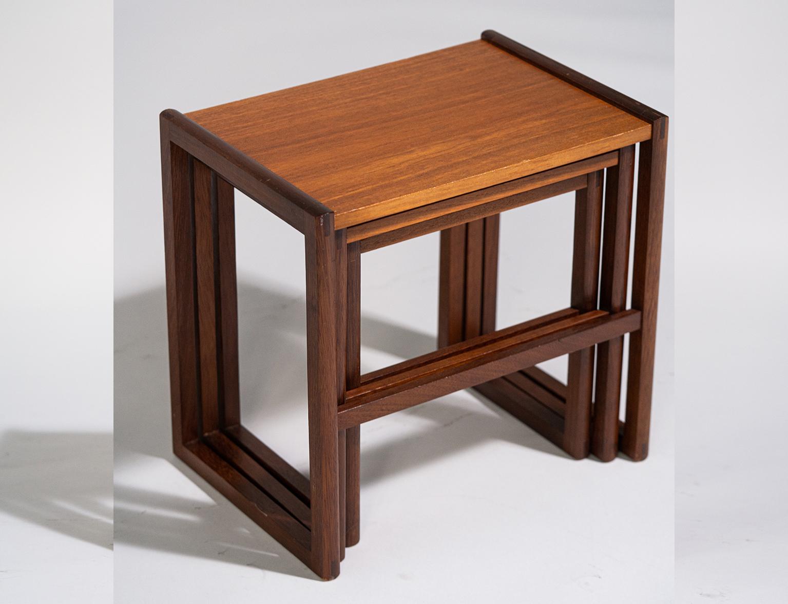 Teak and Mahogany Dream; Nest of Three Tables from 1960s, Sweden For Sale 1