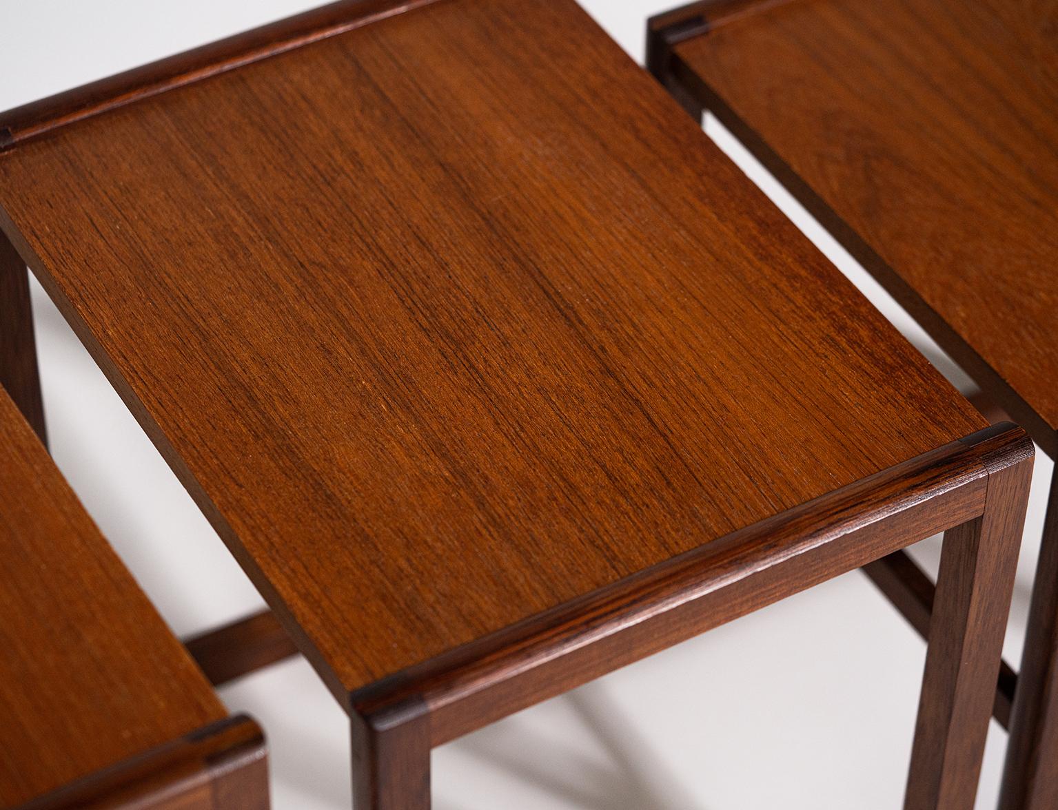 Teak and Mahogany Dream; Nest of Three Tables from 1960s, Sweden For Sale 2