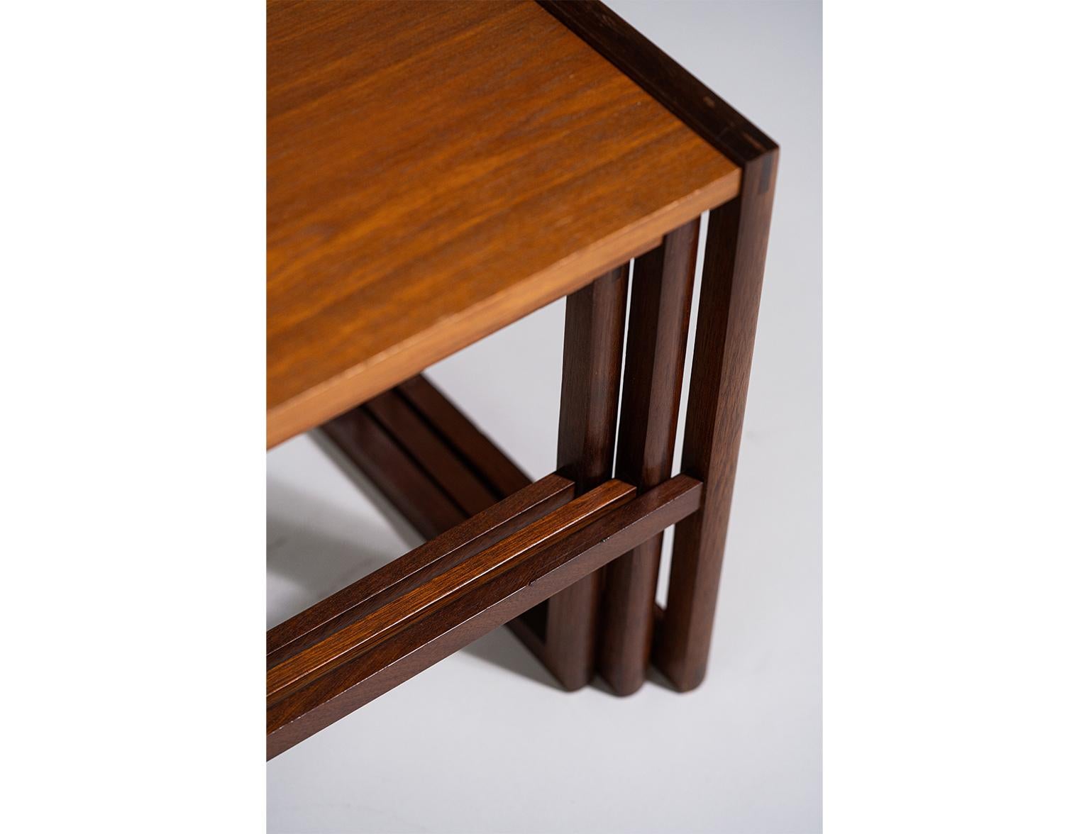 Teak and Mahogany Dream; Nest of Three Tables from 1960s, Sweden For Sale 3