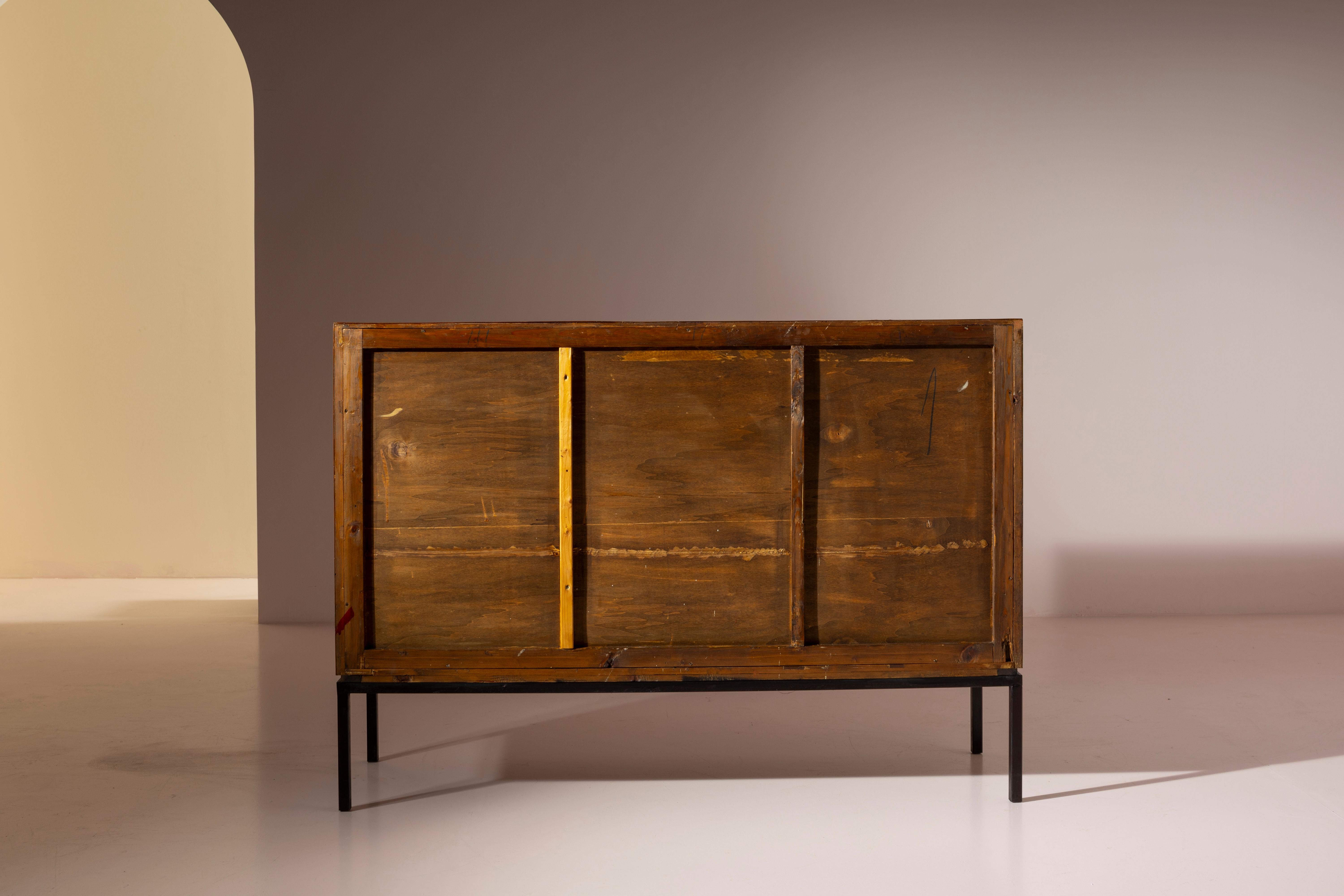 A teak and metal credenza made by Barraja Palermo, Italy, 1950s For Sale 2