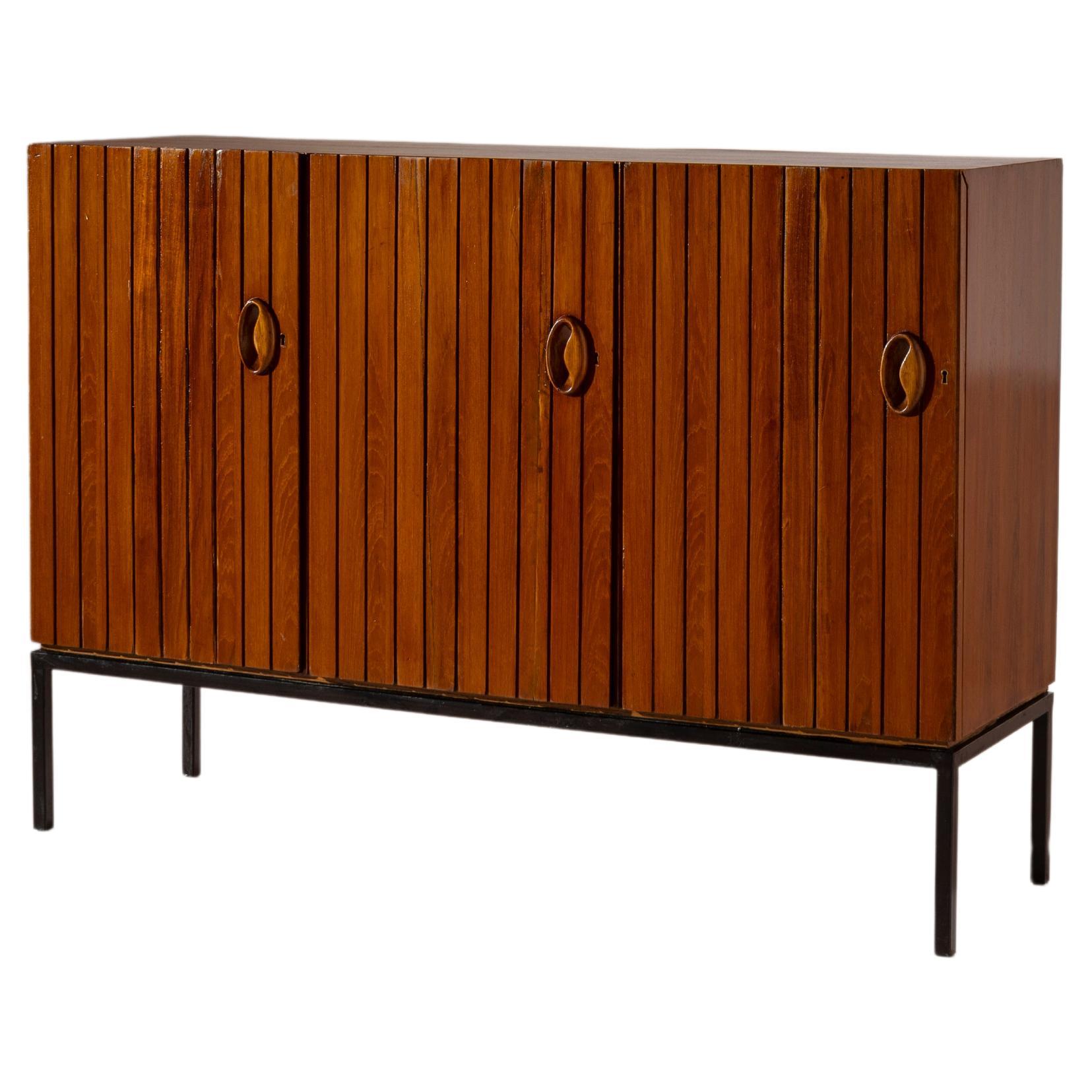 A teak and metal credenza made by Barraja Palermo, Italy, 1950s For Sale