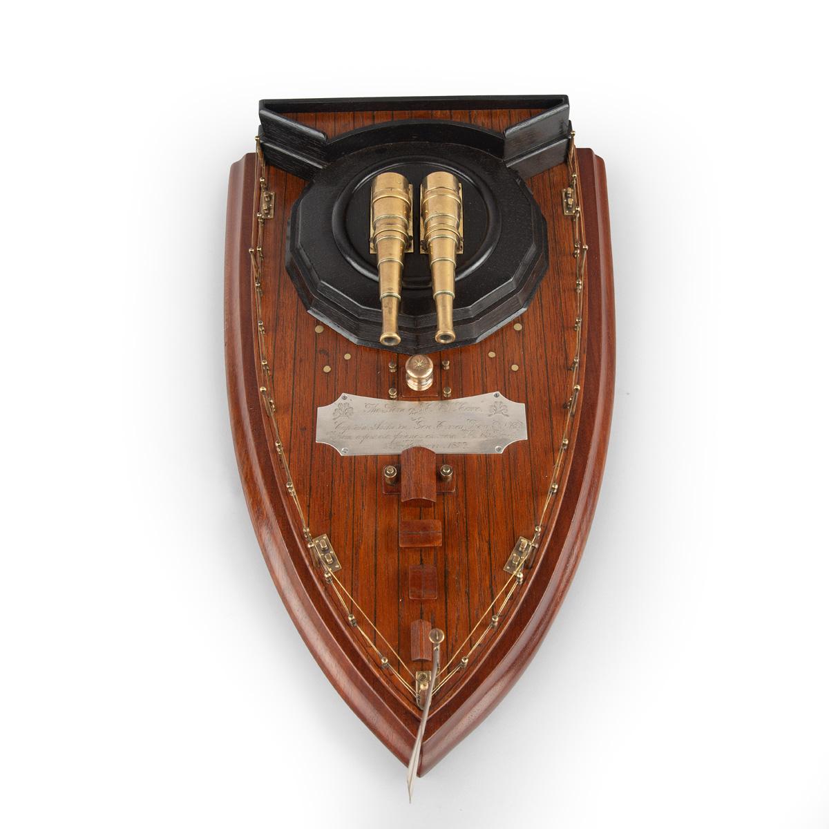 A Teak Model of the Stern of HMS Howe, Presented to Captain Assheton Gore For Sale 2