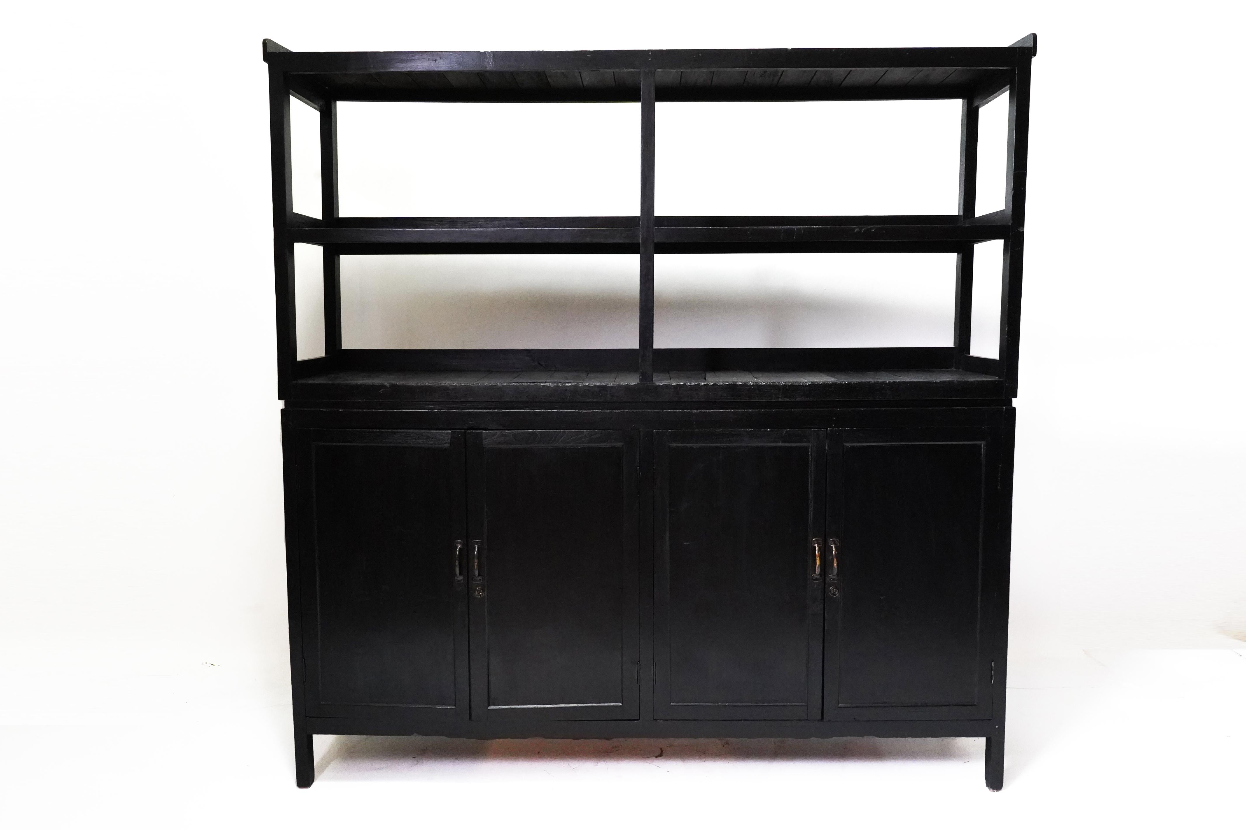 C. 1900 Burmese British Colonial Kitchen Cabinet and Plate Rack For Sale 9