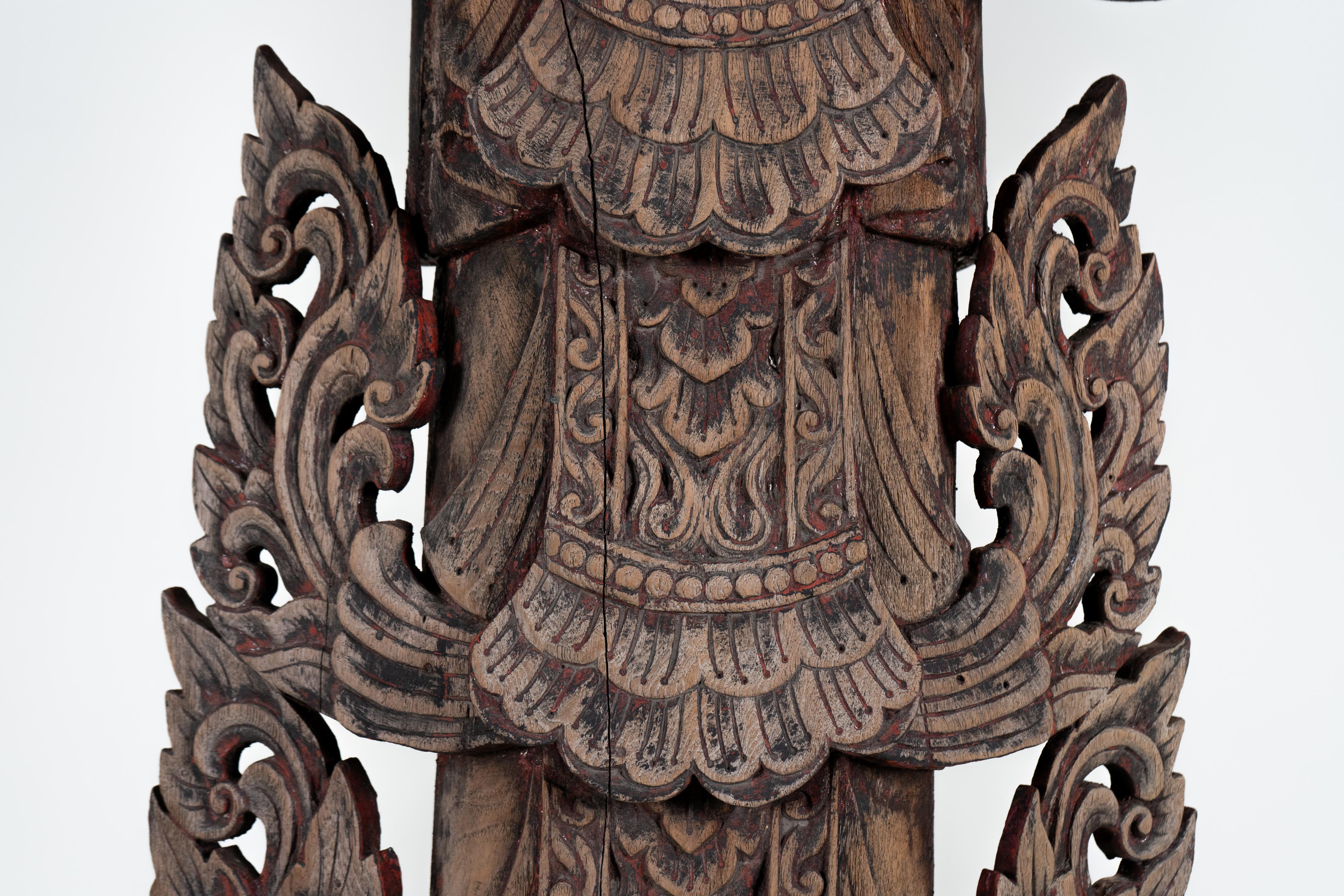 A Teak Wood Sculpture In The Form of a Thai Greeting Angel 7