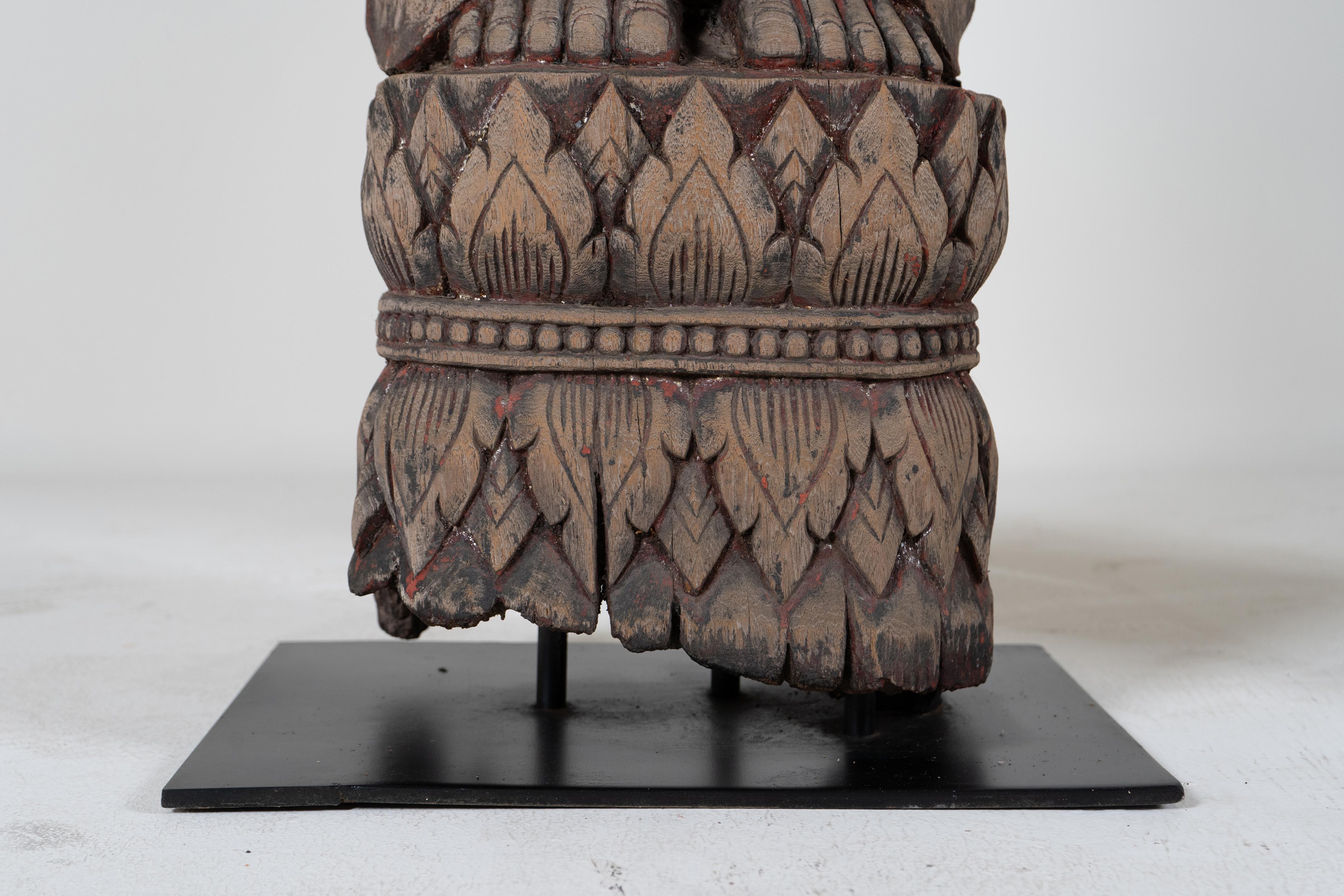 A Teak Wood Sculpture In The Form of a Thai Greeting Angel 10