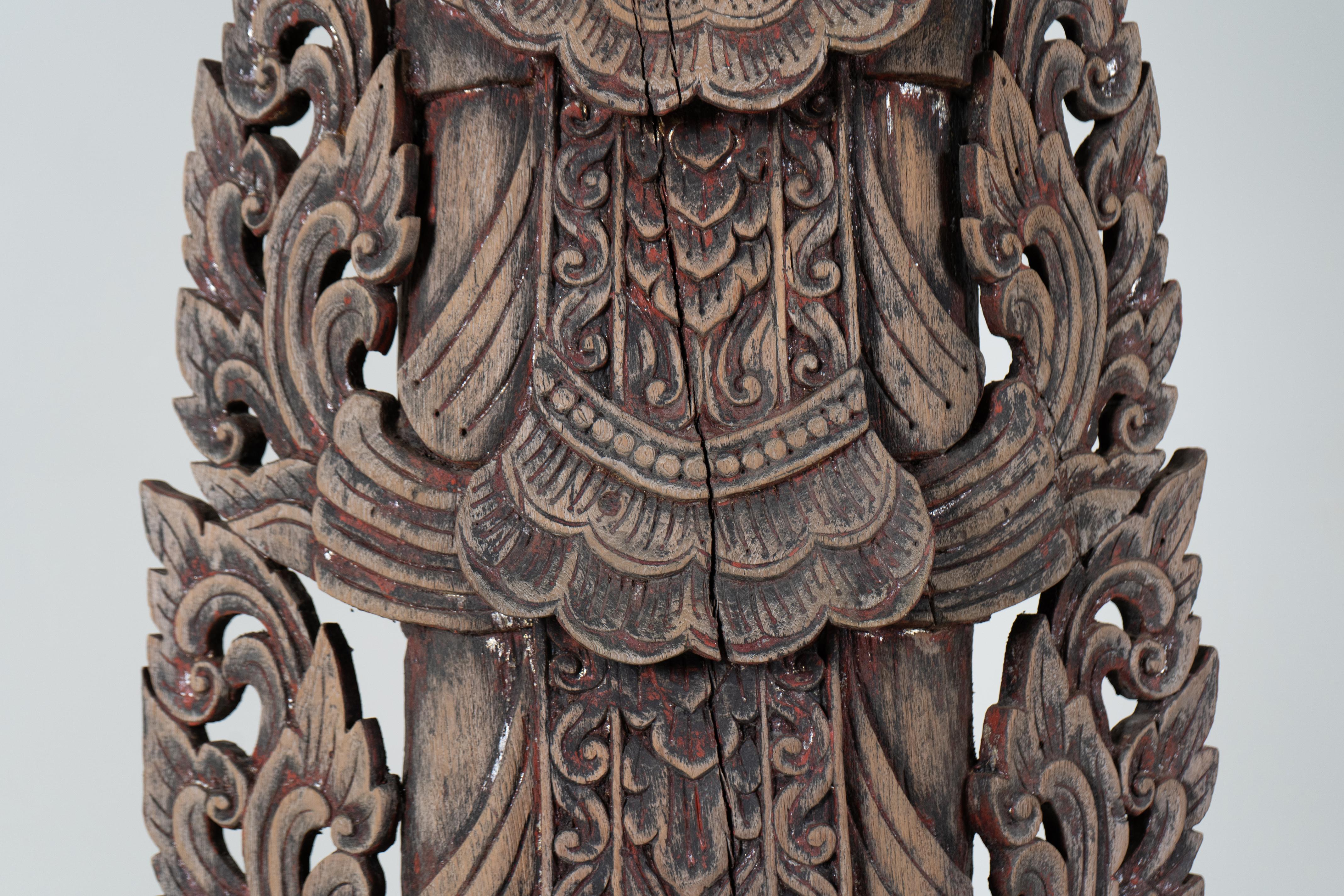 A Teak Wood Sculpture In The Form of a Thai Greeting Angel For Sale 11
