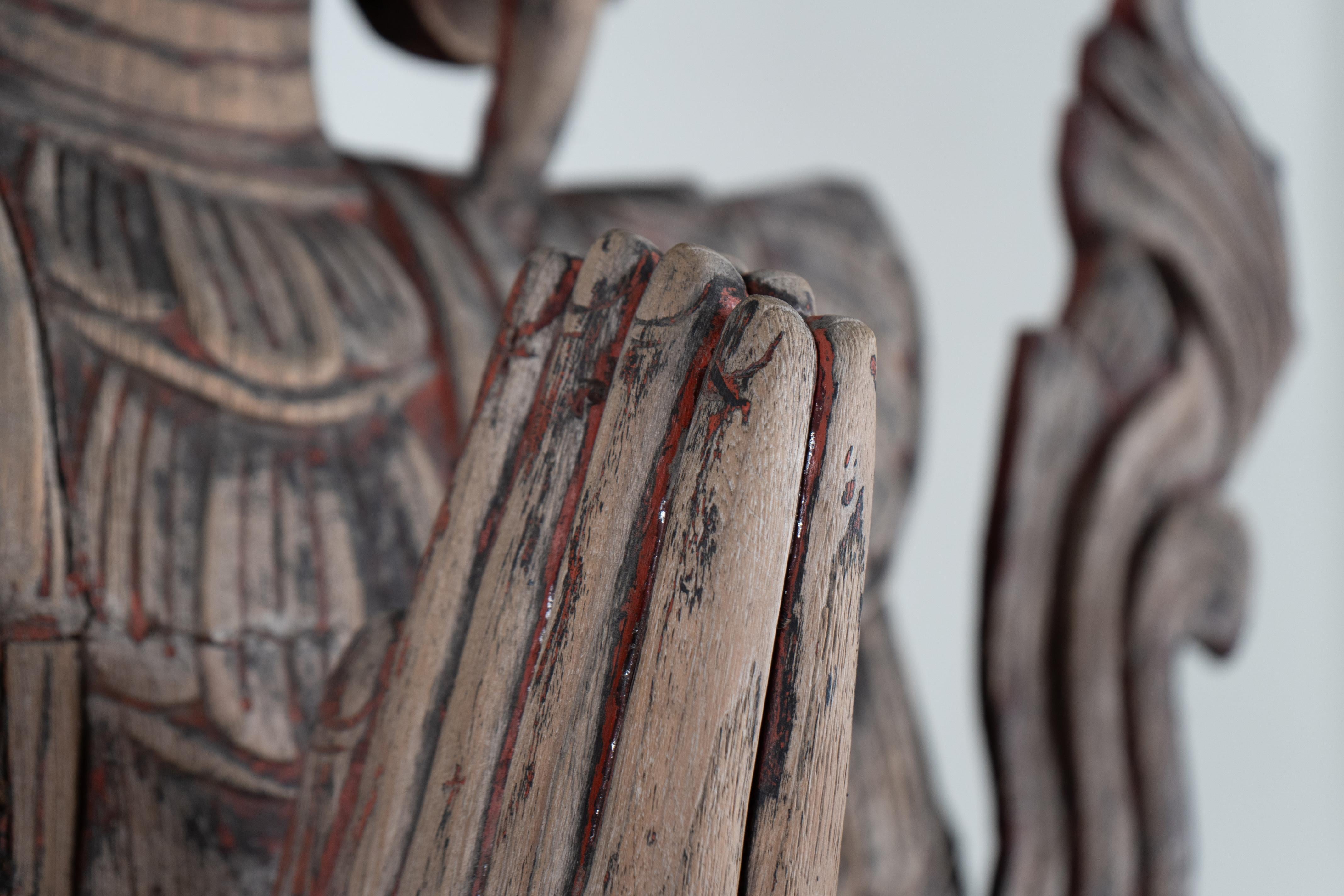 A Teak Wood Sculpture In The Form of a Thai Greeting Angel 12