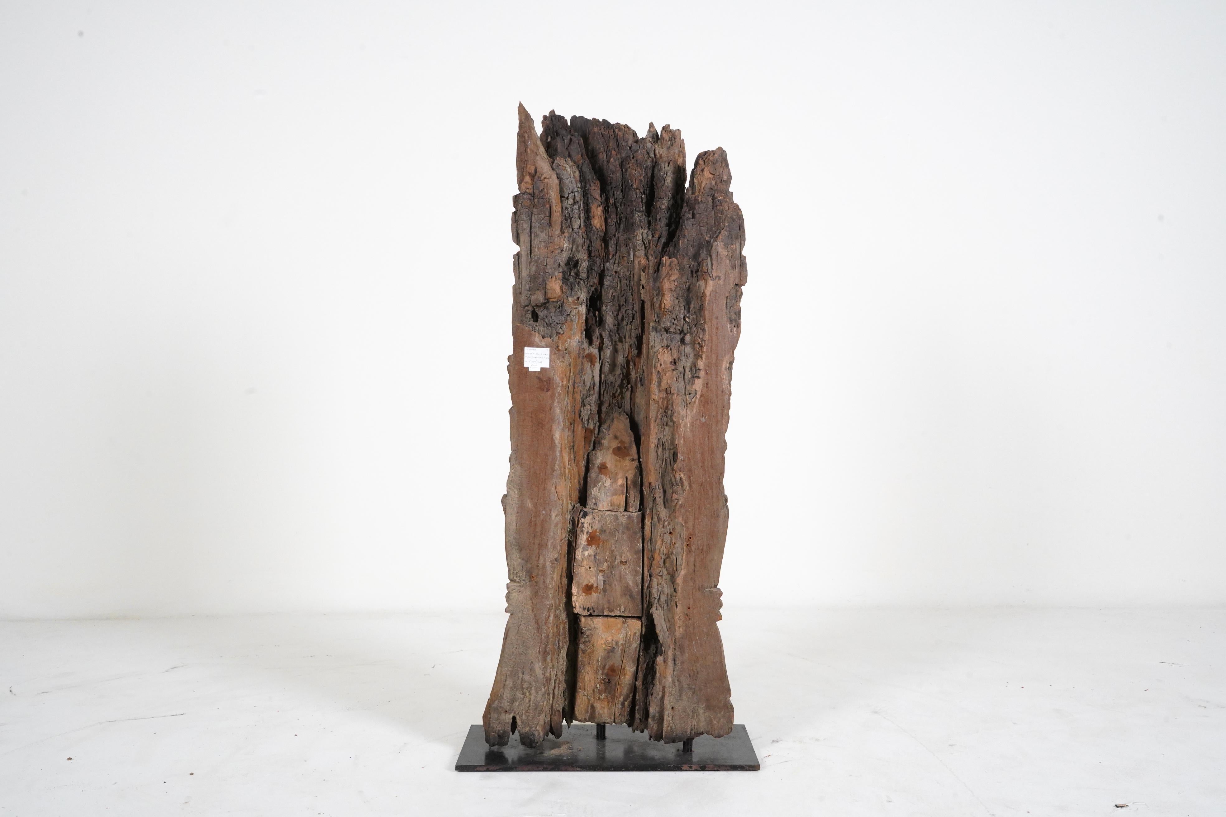 Hand-Carved A Teak Wood Sculpture of a Cambodian Apsara Goddess