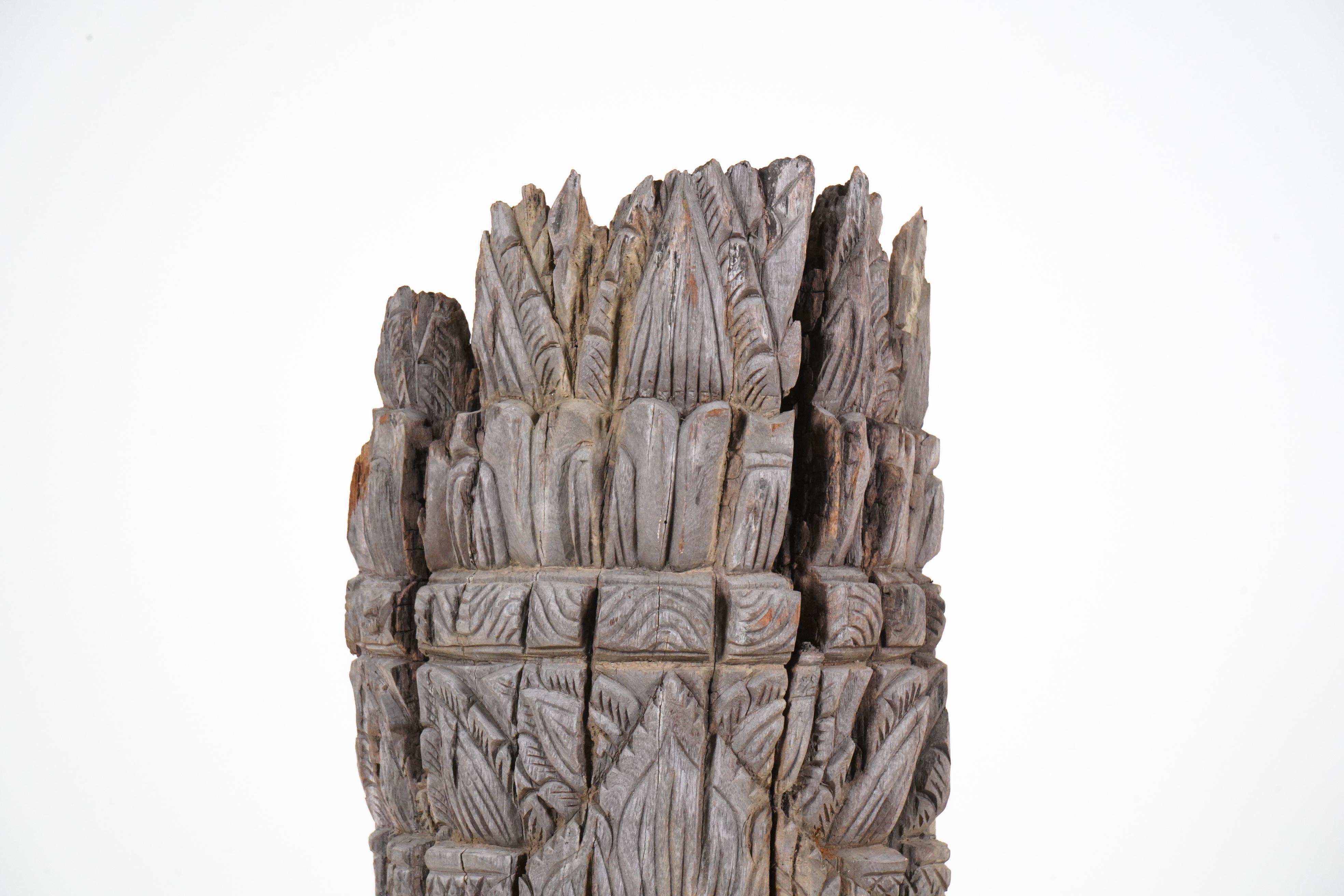 Contemporary A Teak Wood Sculpture of a Cambodian Apsara Goddess