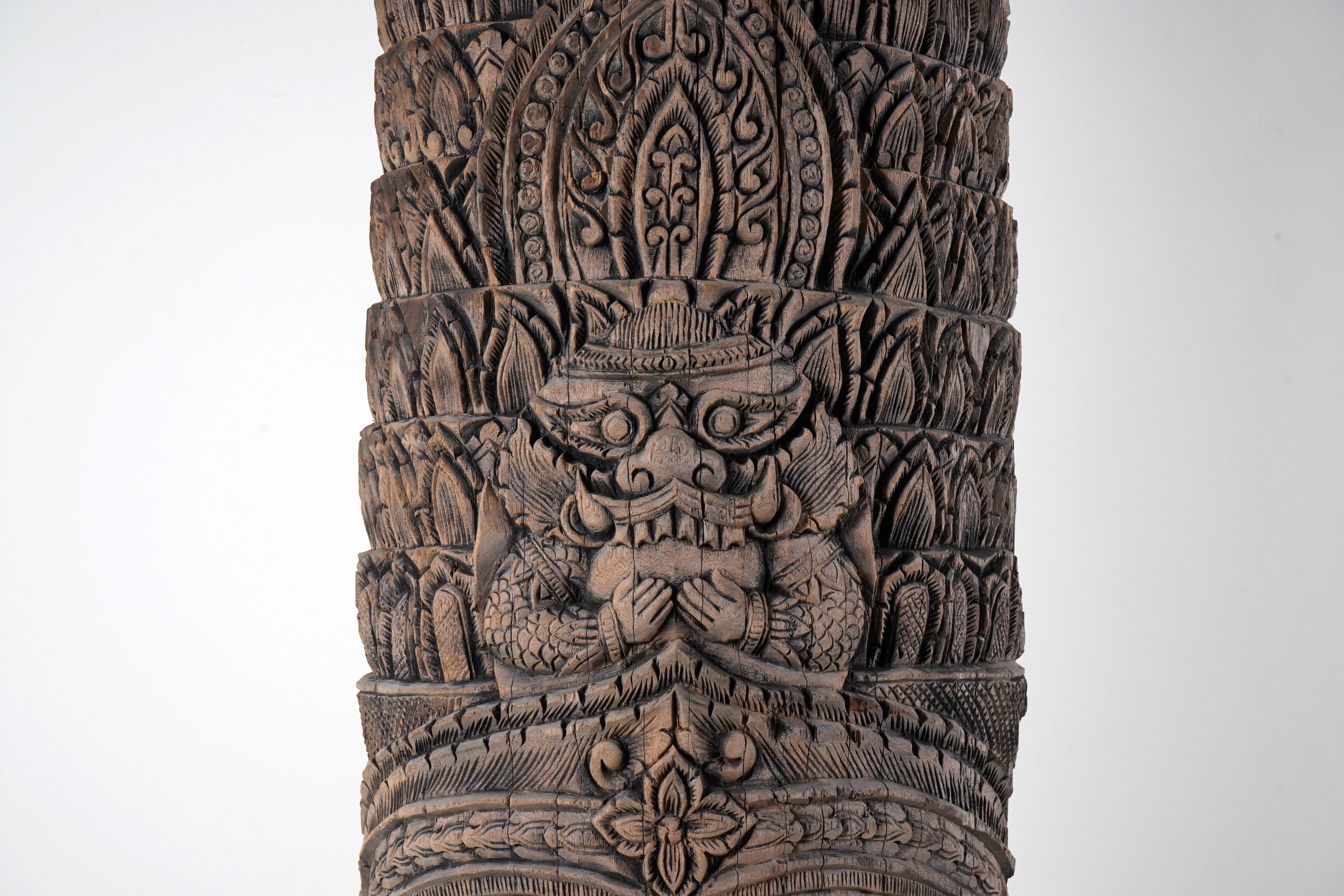 A Teak Wood Sculpture of a Cambodian Apsara Goddess For Sale 2