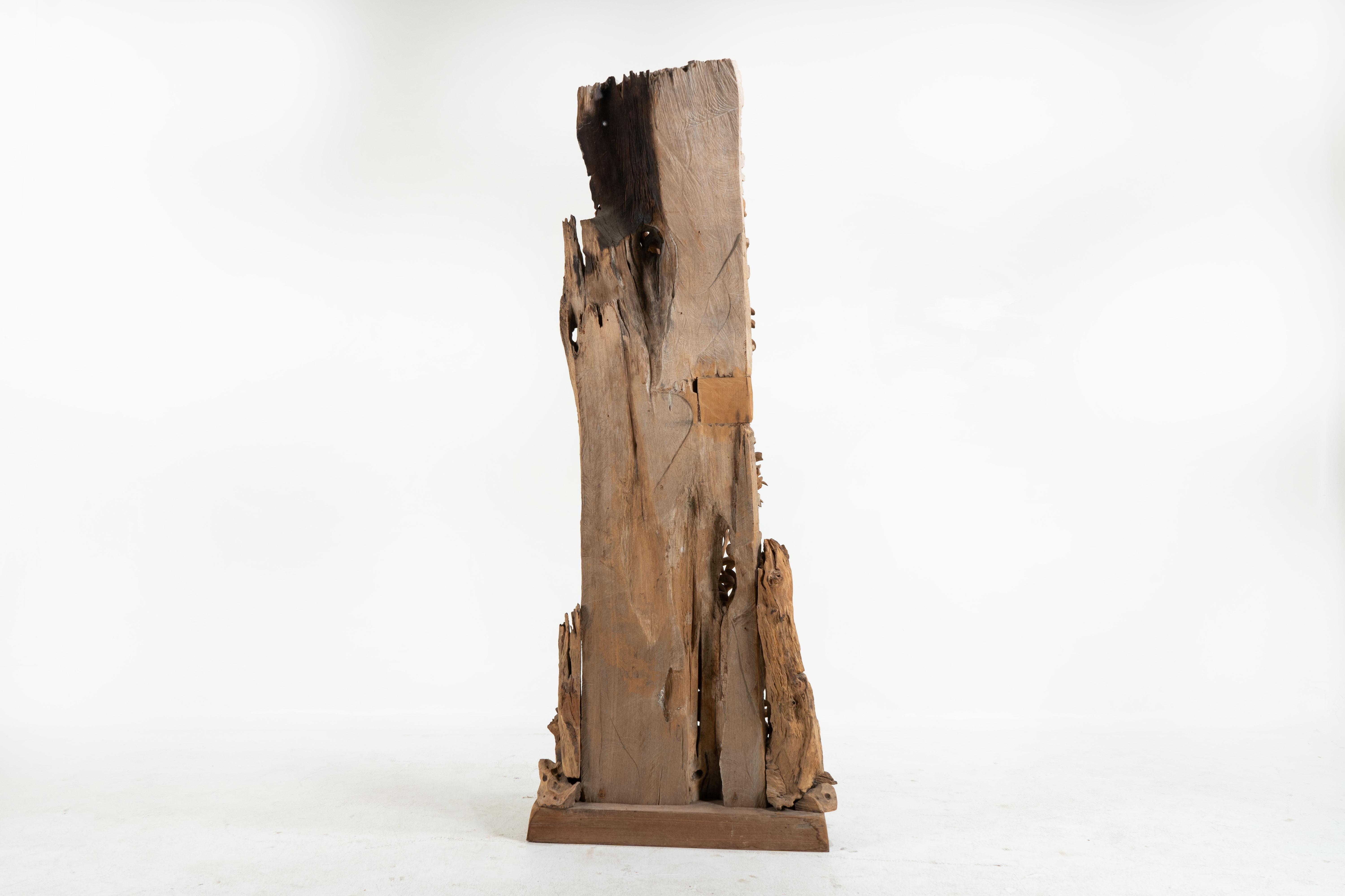 A Teakwood Carving of an Orchid In Good Condition For Sale In Chicago, IL