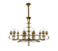 A Ten-Light French 1940s Chandelier in the Style of Jules Leleu