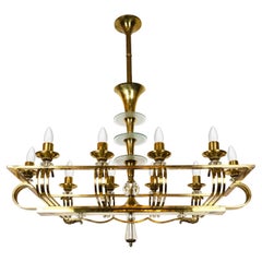 A Ten-Light French 1940s Chandelier in the Style of Jules Leleu
