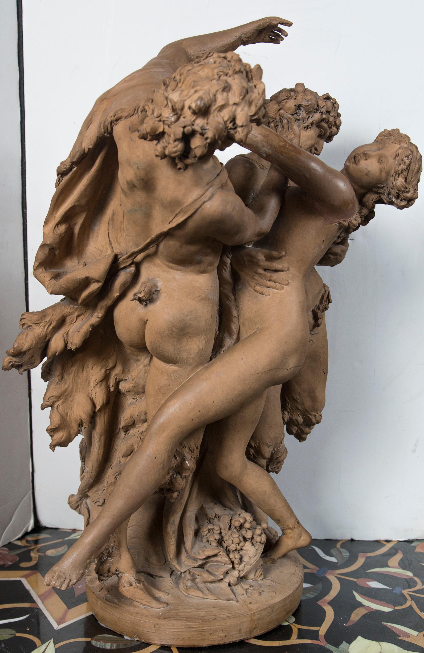 18th Century and Earlier Terra Cotta Bacchanalian Sculpture by Clodion For Sale