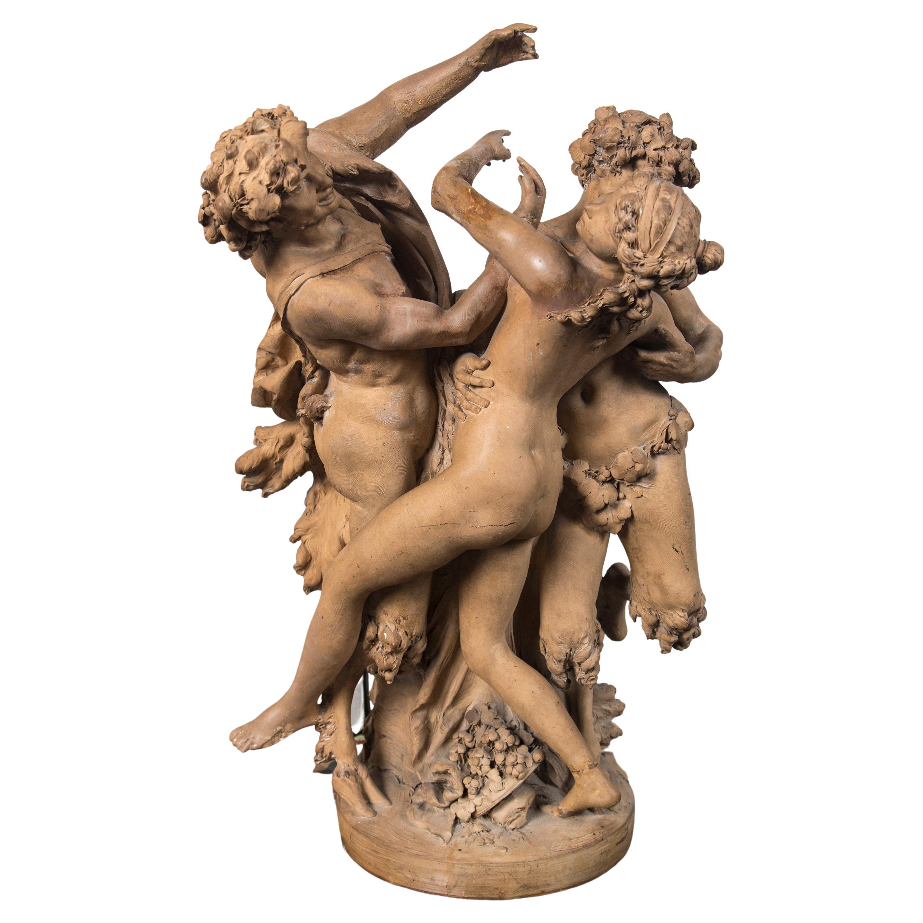 Terra Cotta Bacchanalian Sculpture by Clodion